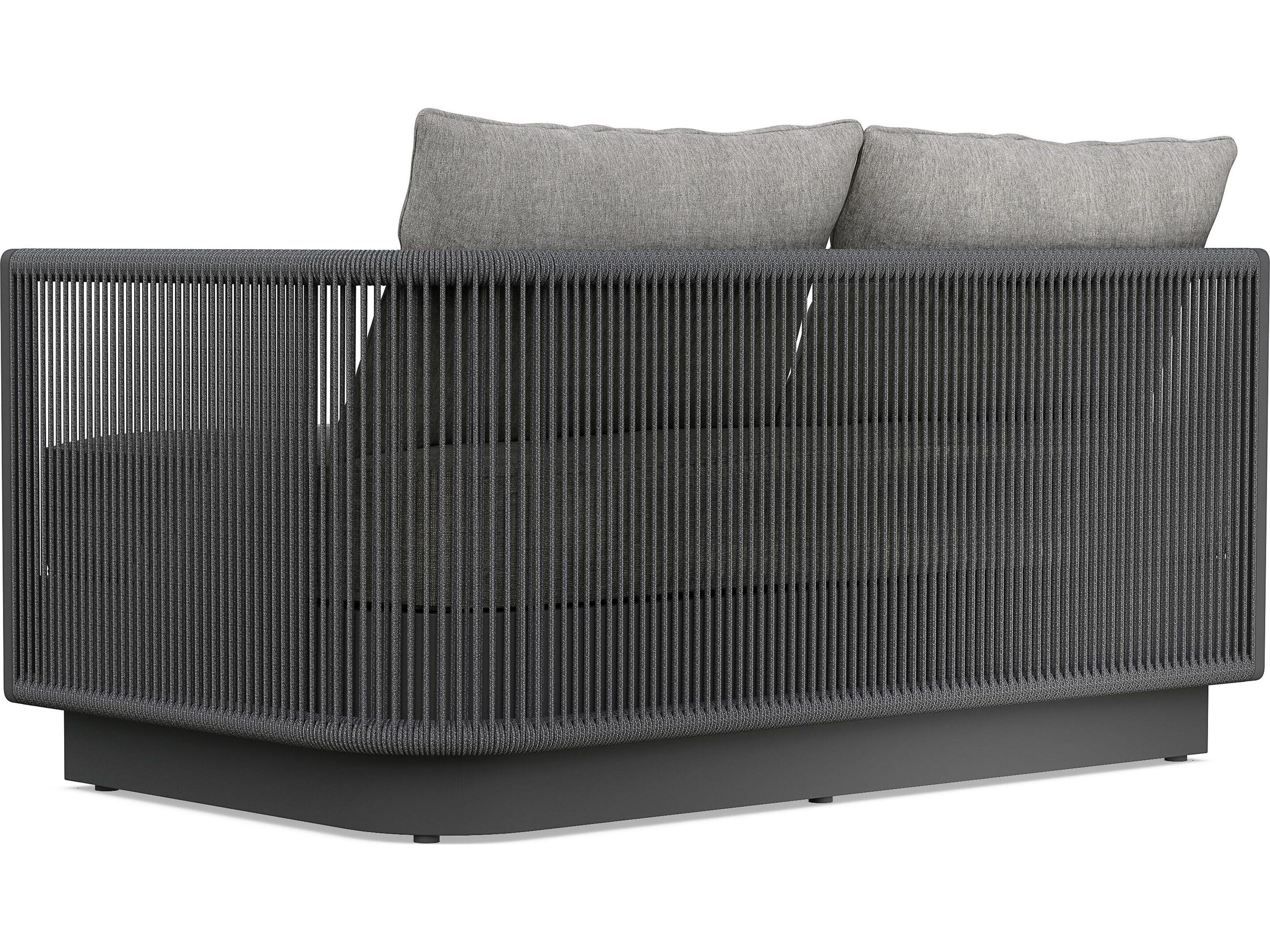 Azzurro Living Porto Ash All-Weather Rope Left Arm Patio Sofa with Fog Cushion