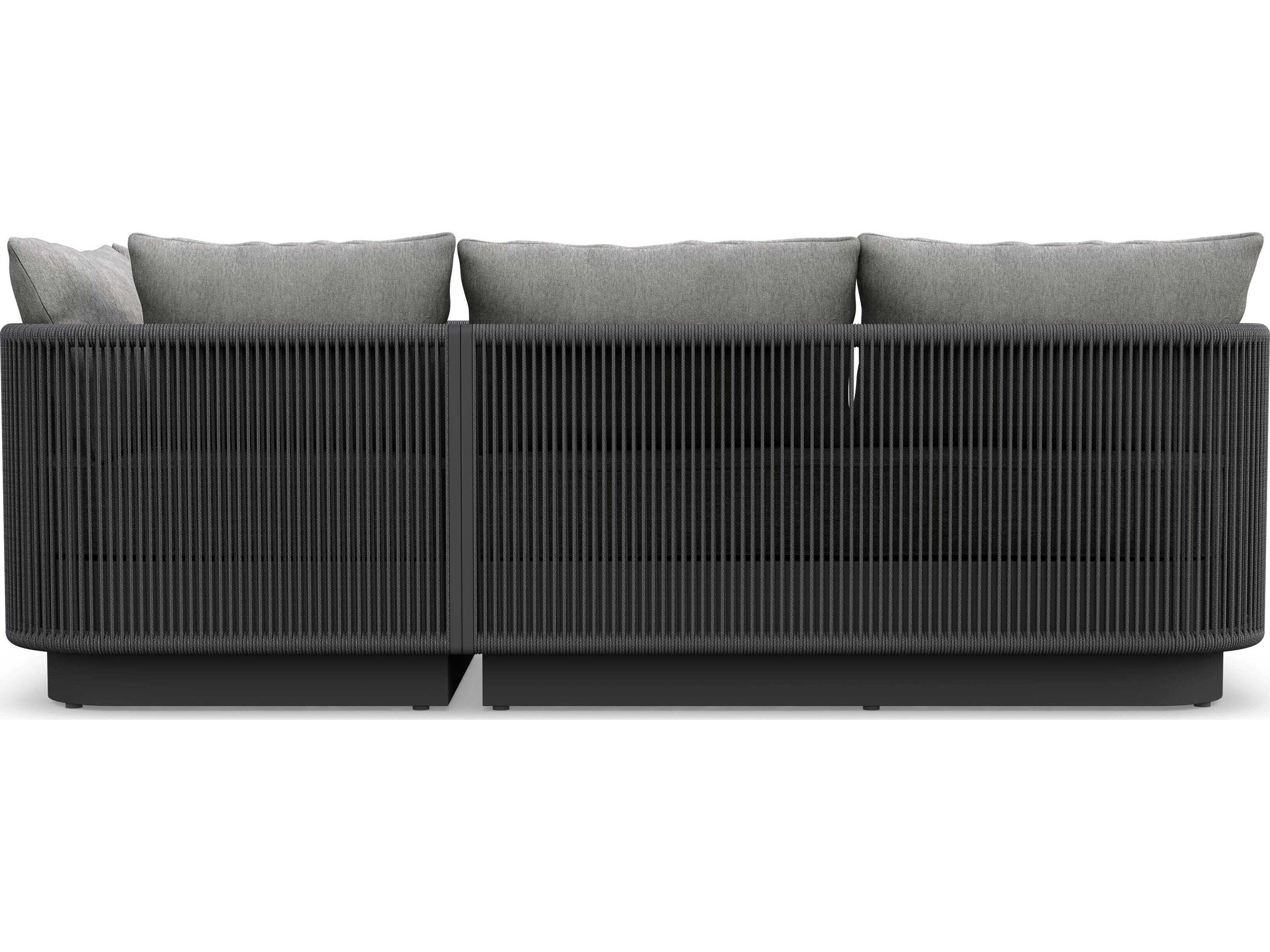 Azzurro Living Porto Matte Charcoal Left Arm Aluminum Rope Cushion Sectional Sofa