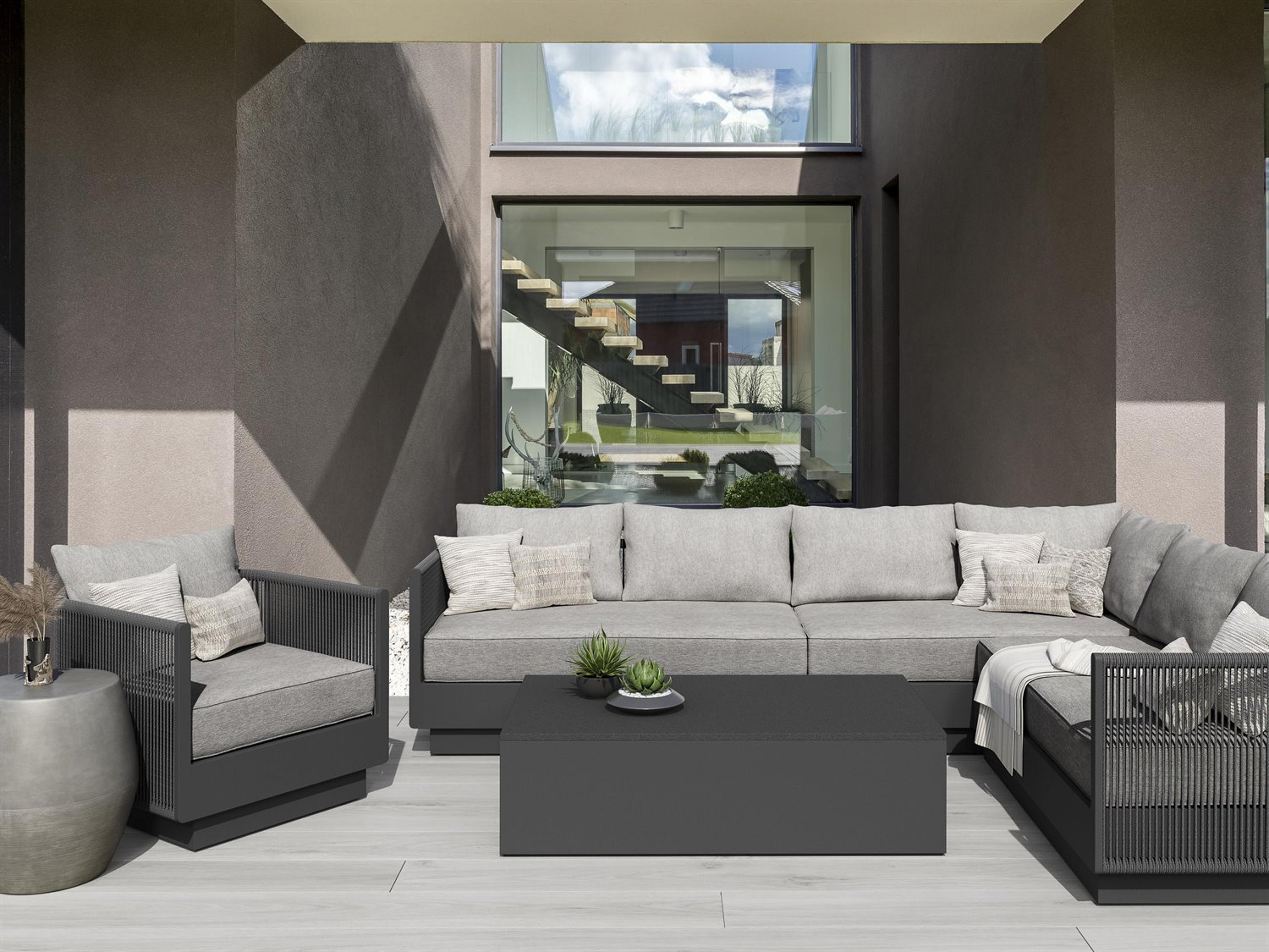 Porto 7 Piece Sectional Lounge Set Charcoal