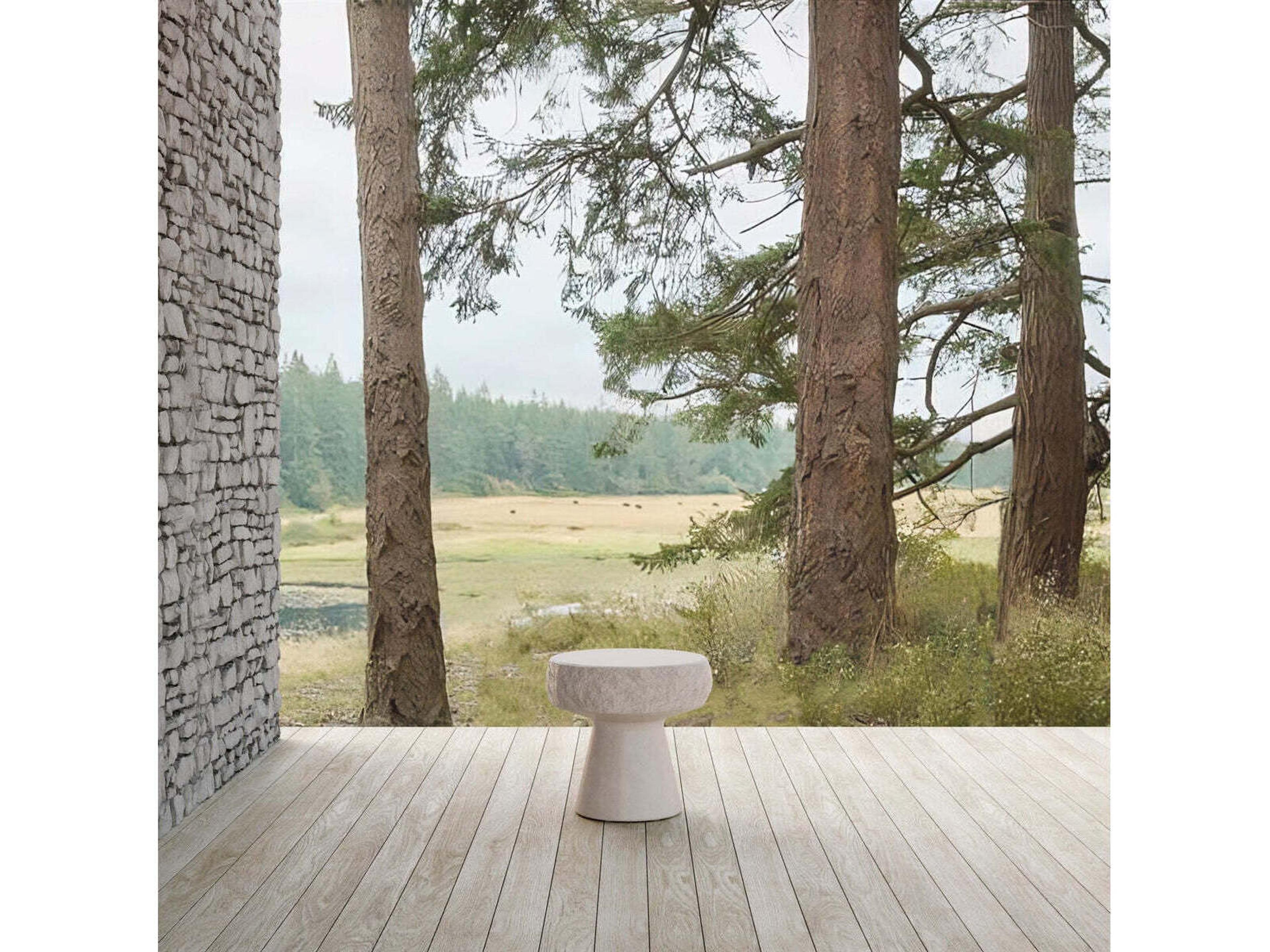 Azzurro Living Pensacola Oat Concrete Round End Table