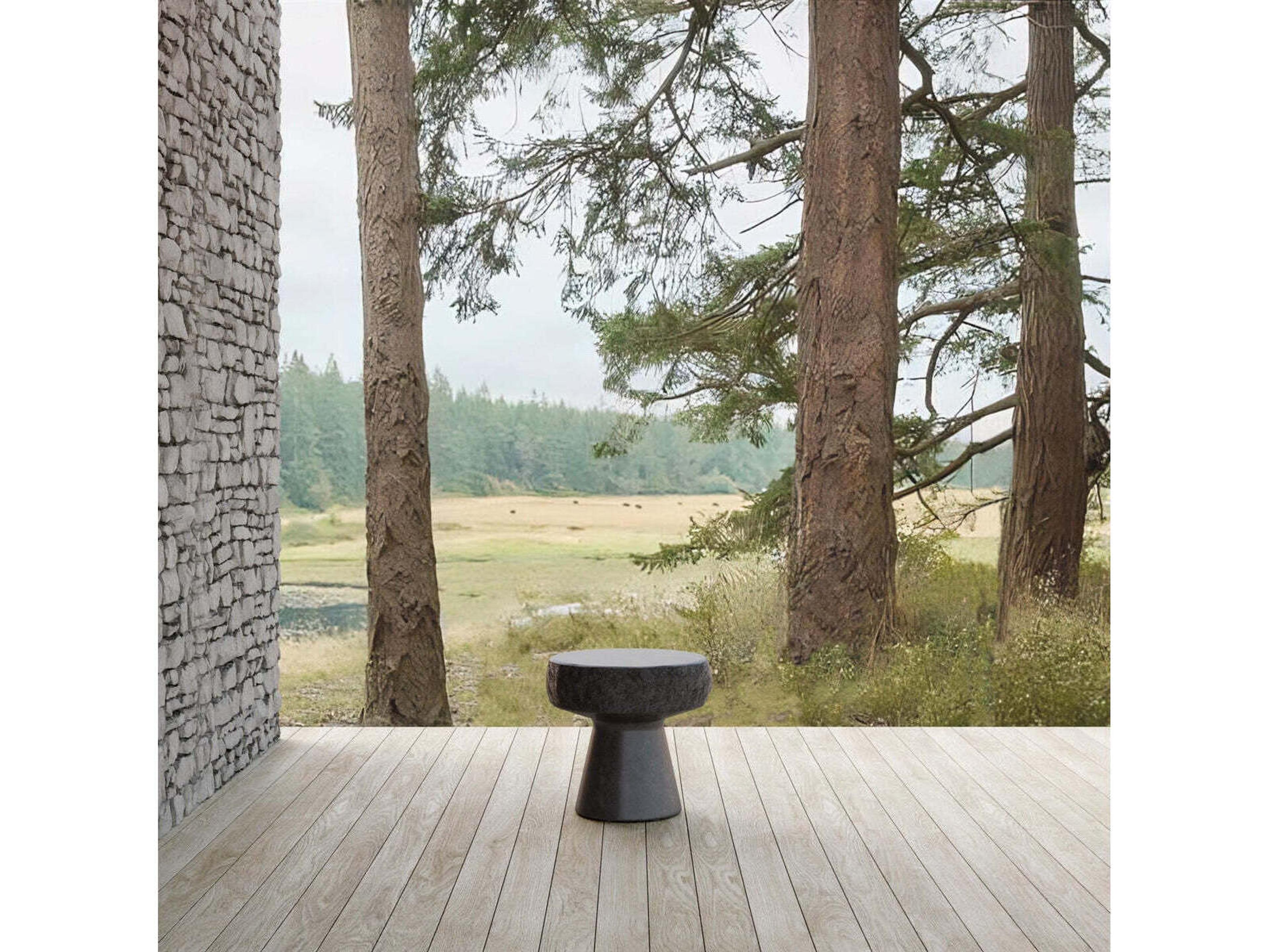 Azzurro Living Pensacola Coal Concrete Round End Table