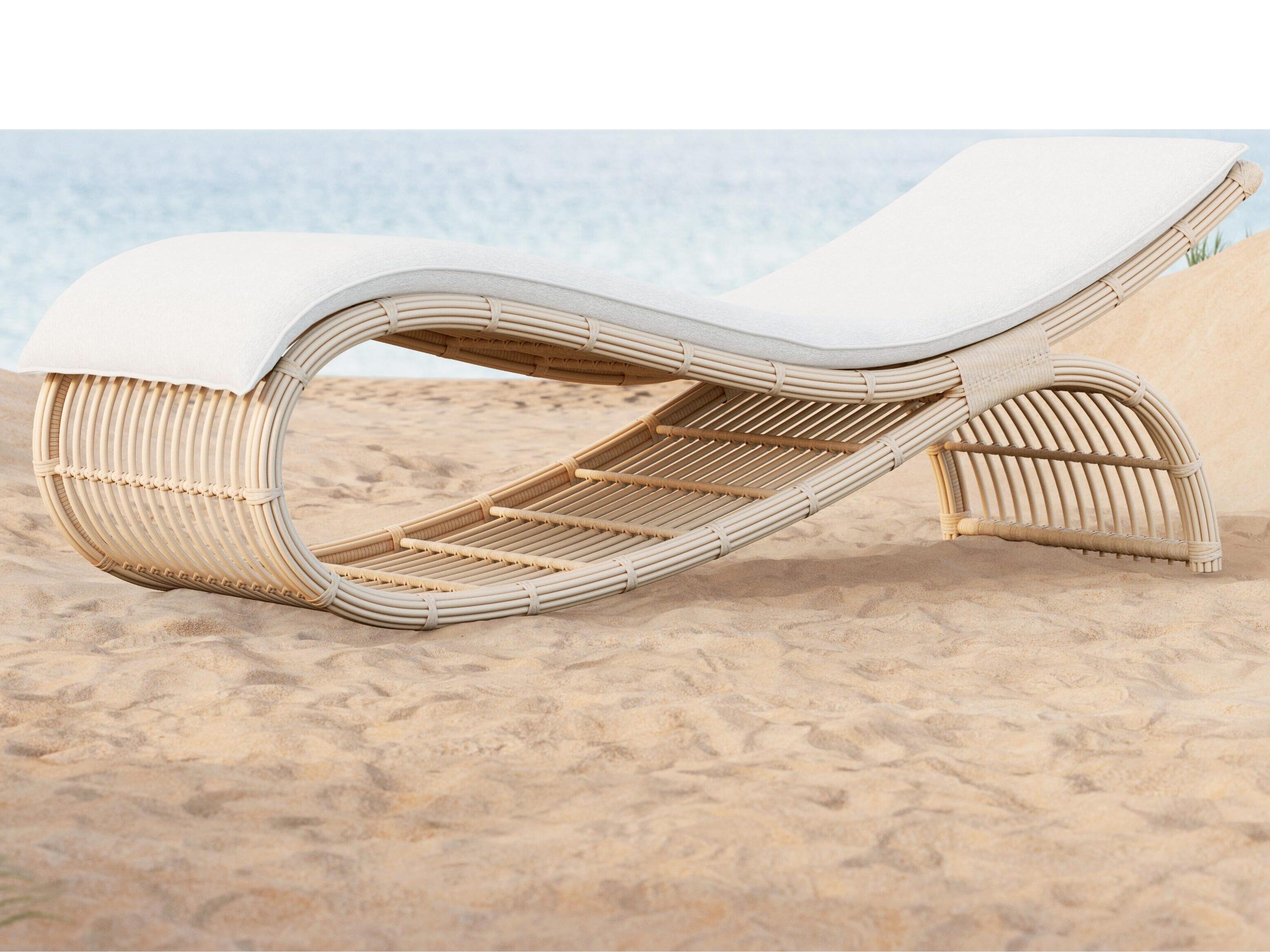 Azzurro Living Paloma Almond All-Weather Wicker Outdoor Chaise Lounge Chair