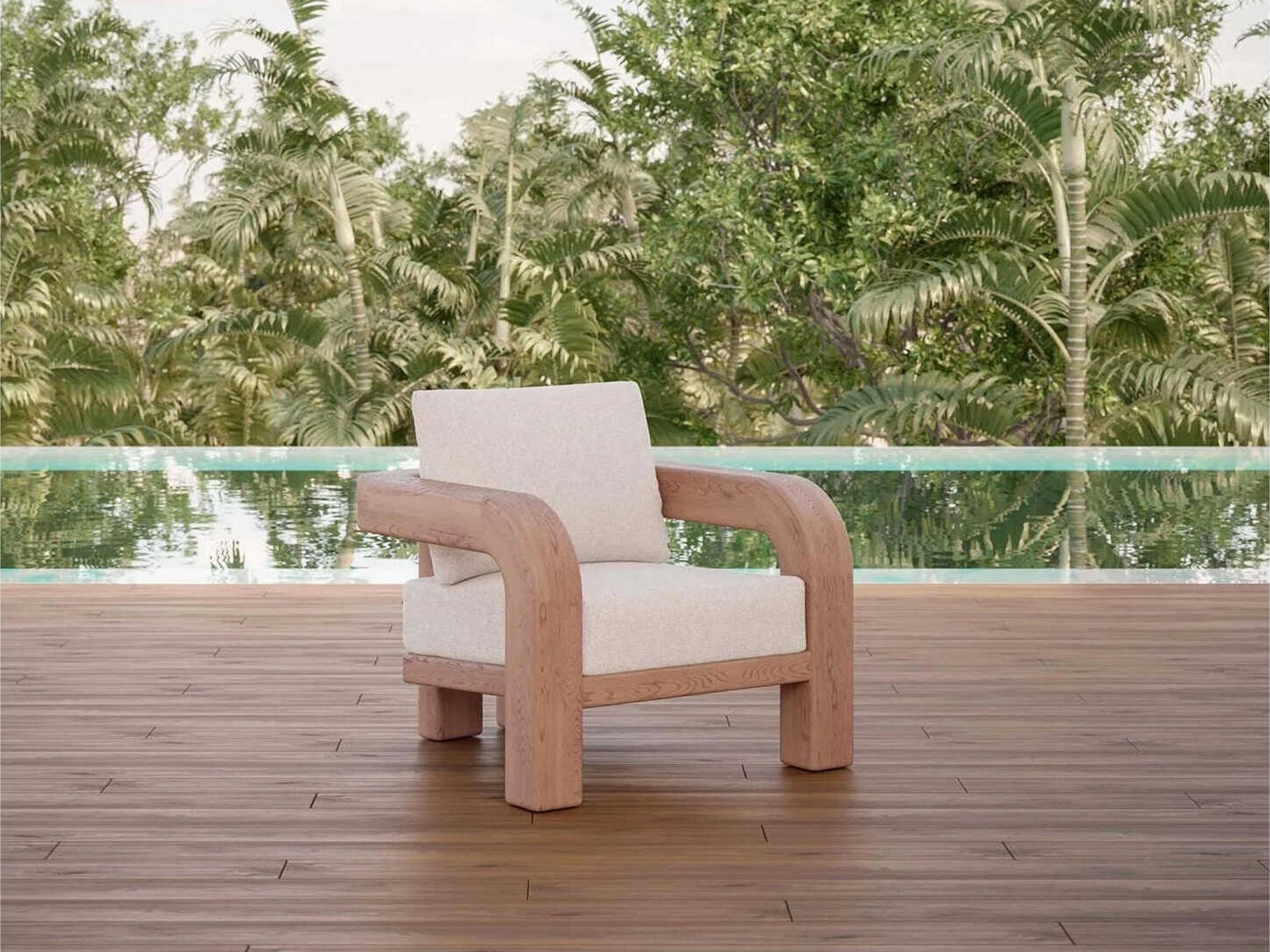 Azzurro Living Rio Natural Teak Cushion Lounge Chair