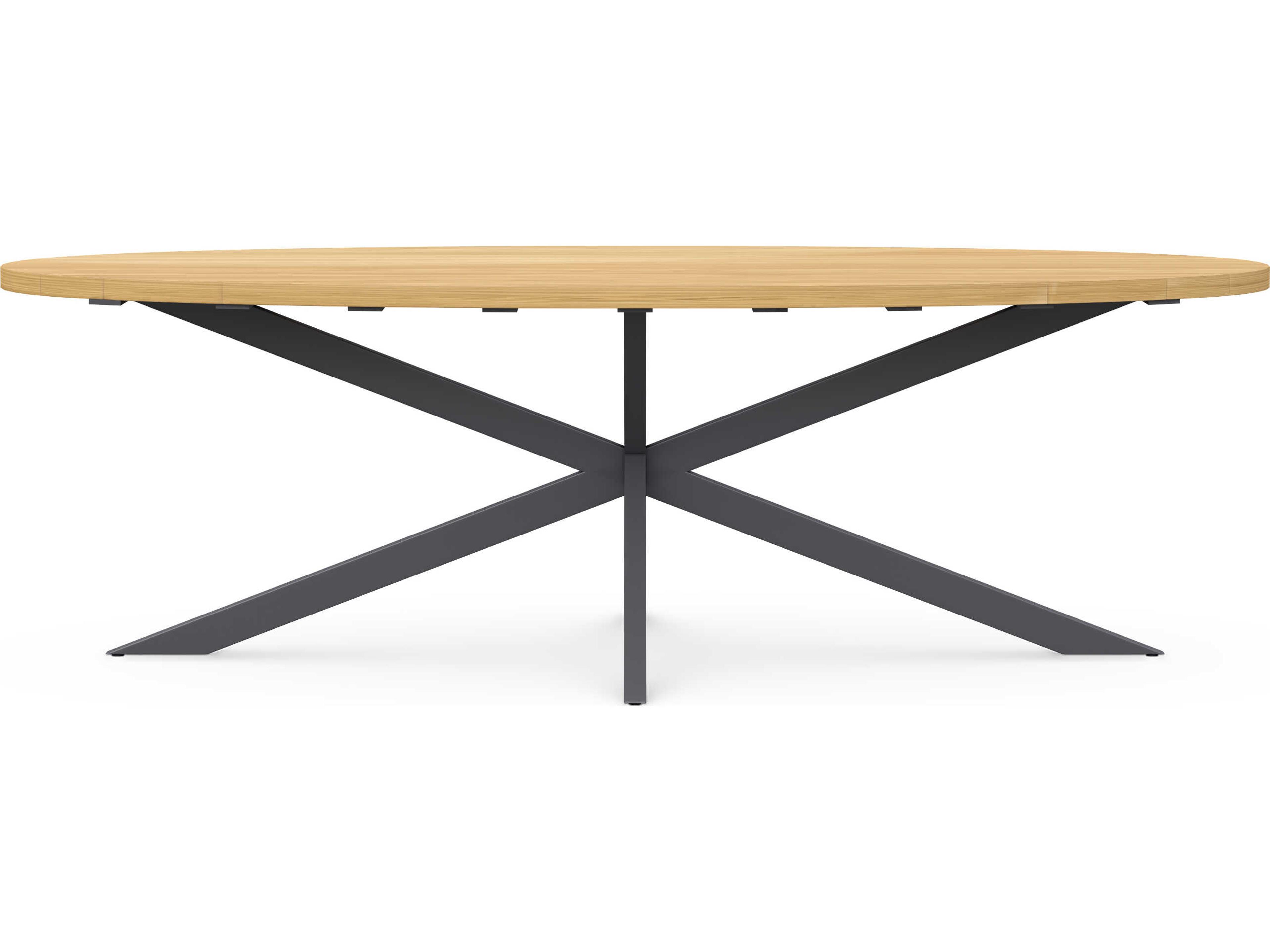 Azzurro Living Sicily Anthracite Stainless Steel Teak Oval Dining Table