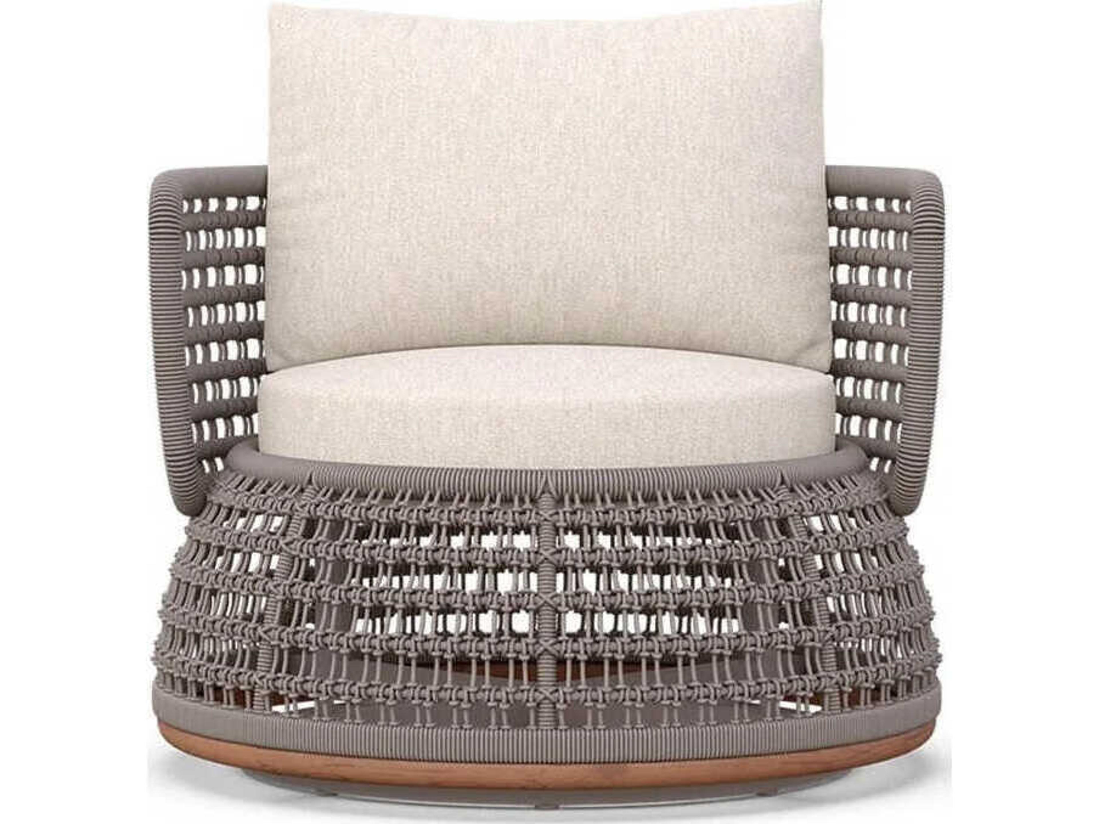 Azzurro Living Solara Natural Teak Rope Cushion Lounge Chair