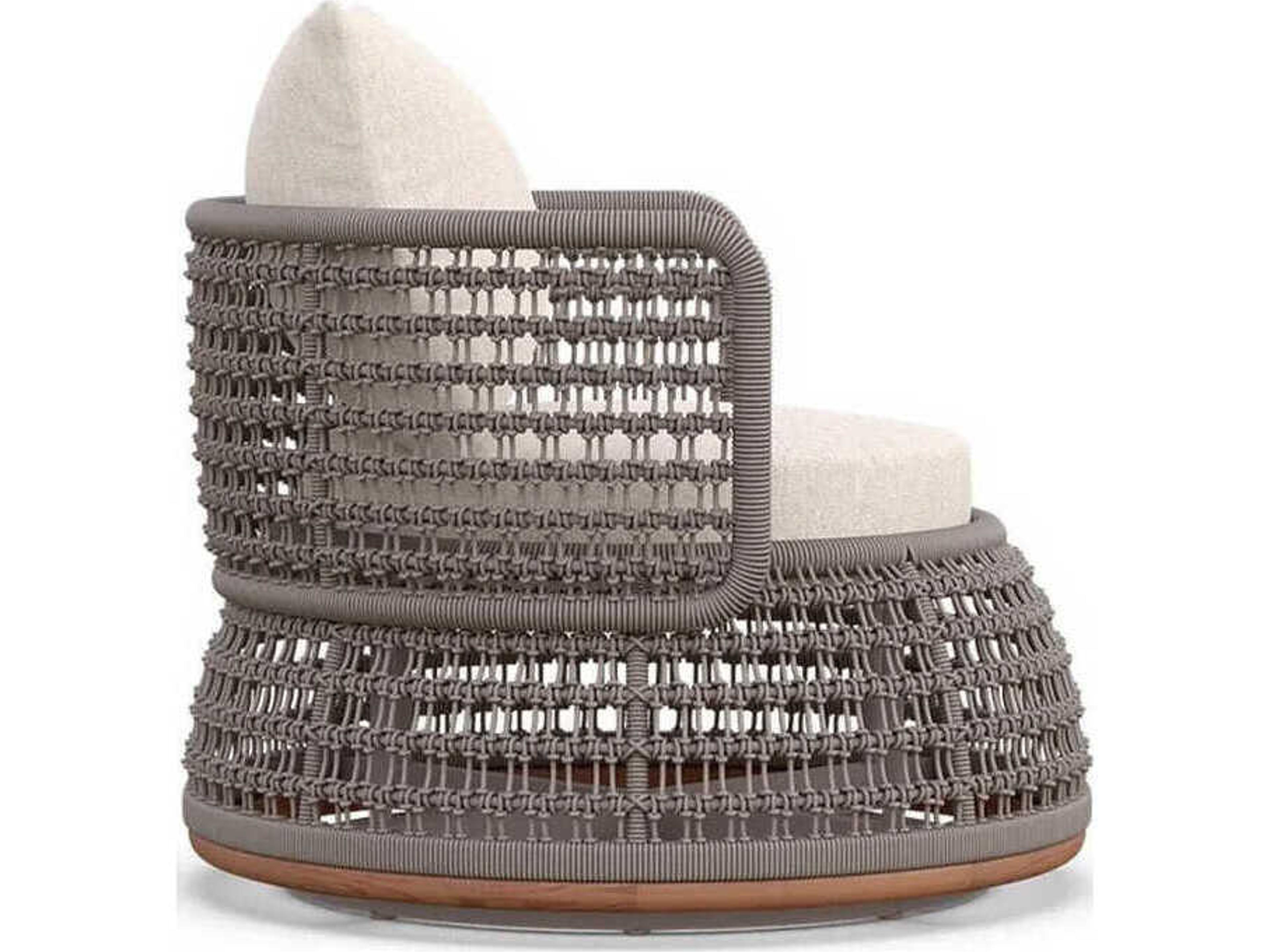 Azzurro Living Solara Natural Teak Rope Cushion Lounge Chair