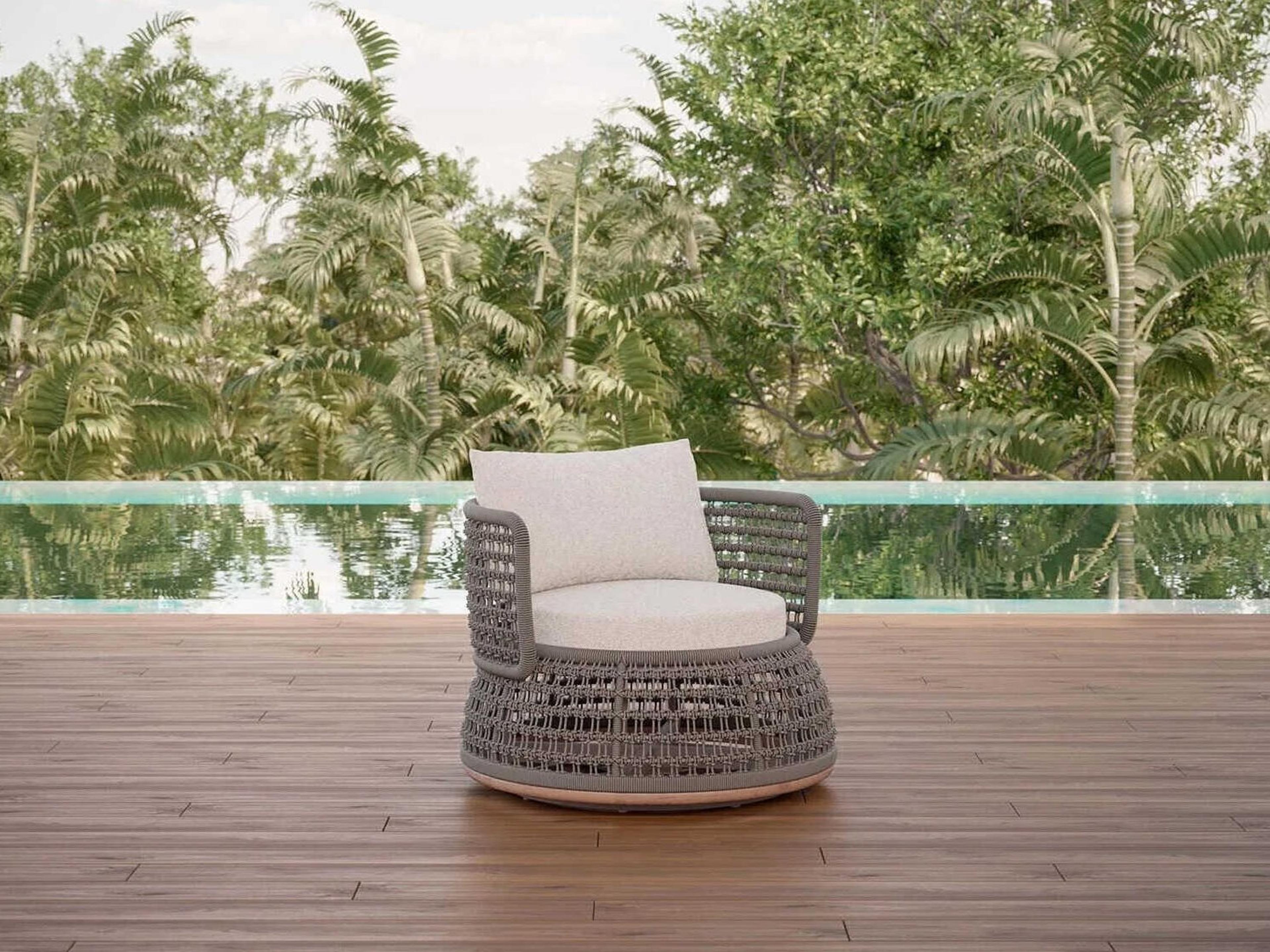 Azzurro Living Solara Natural Teak Rope Cushion Lounge Chair