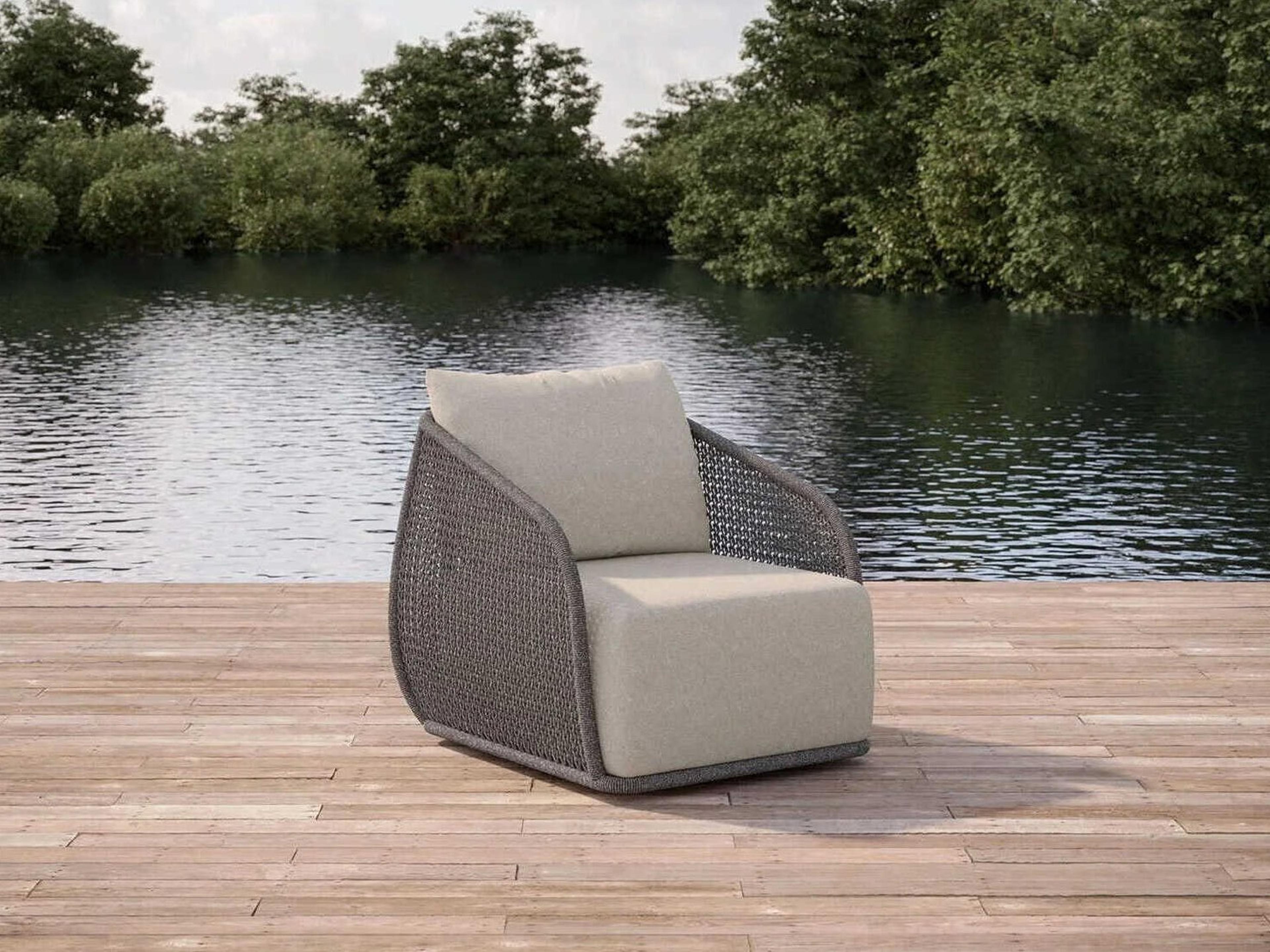 Azzurro Living Sorrento Matte Bronze Aluminum Rope Cushion Lounge Chair