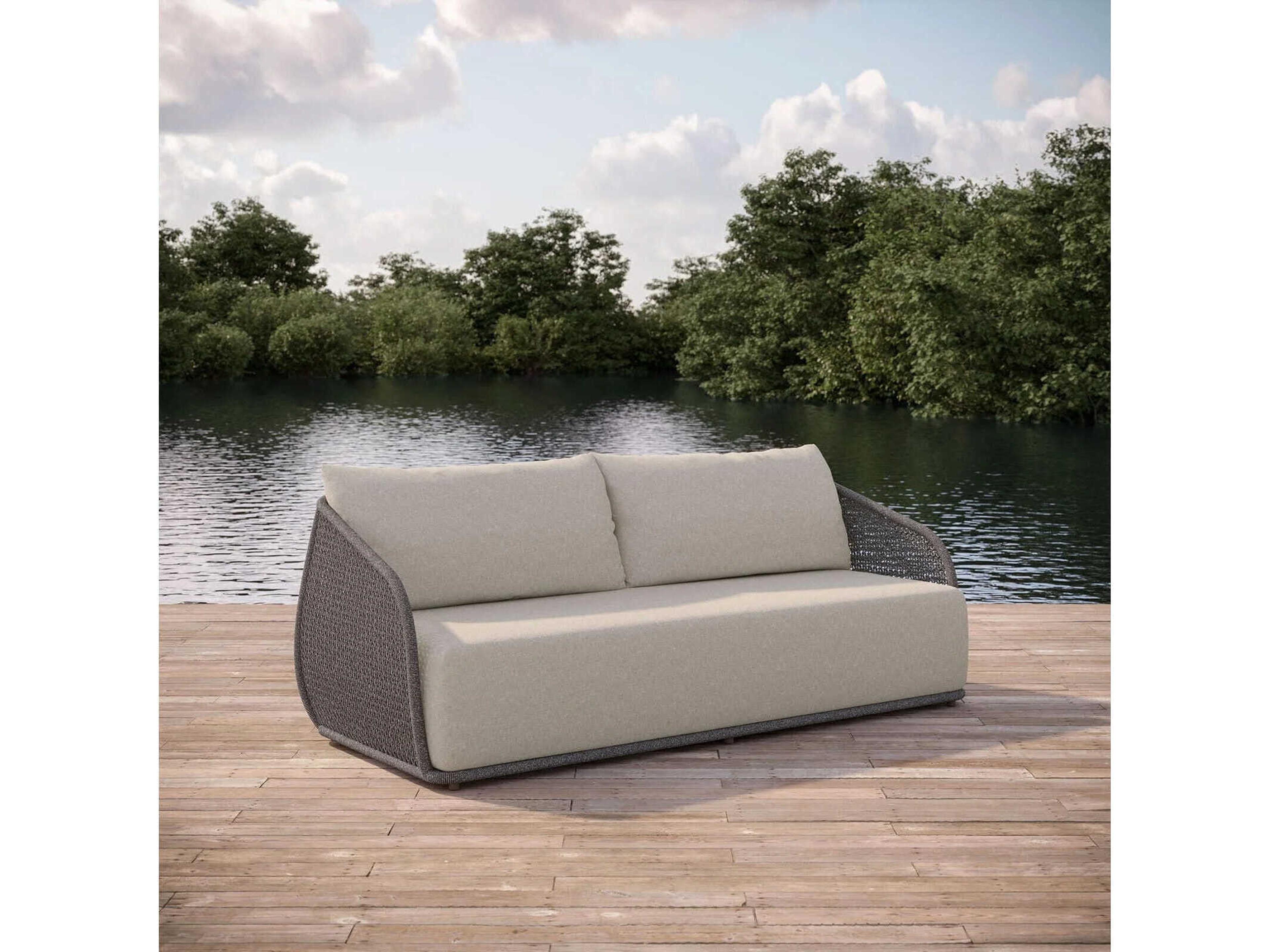 Azzurro Living Sorrento Matte Bronze Aluminum Rope Cushion Sofa