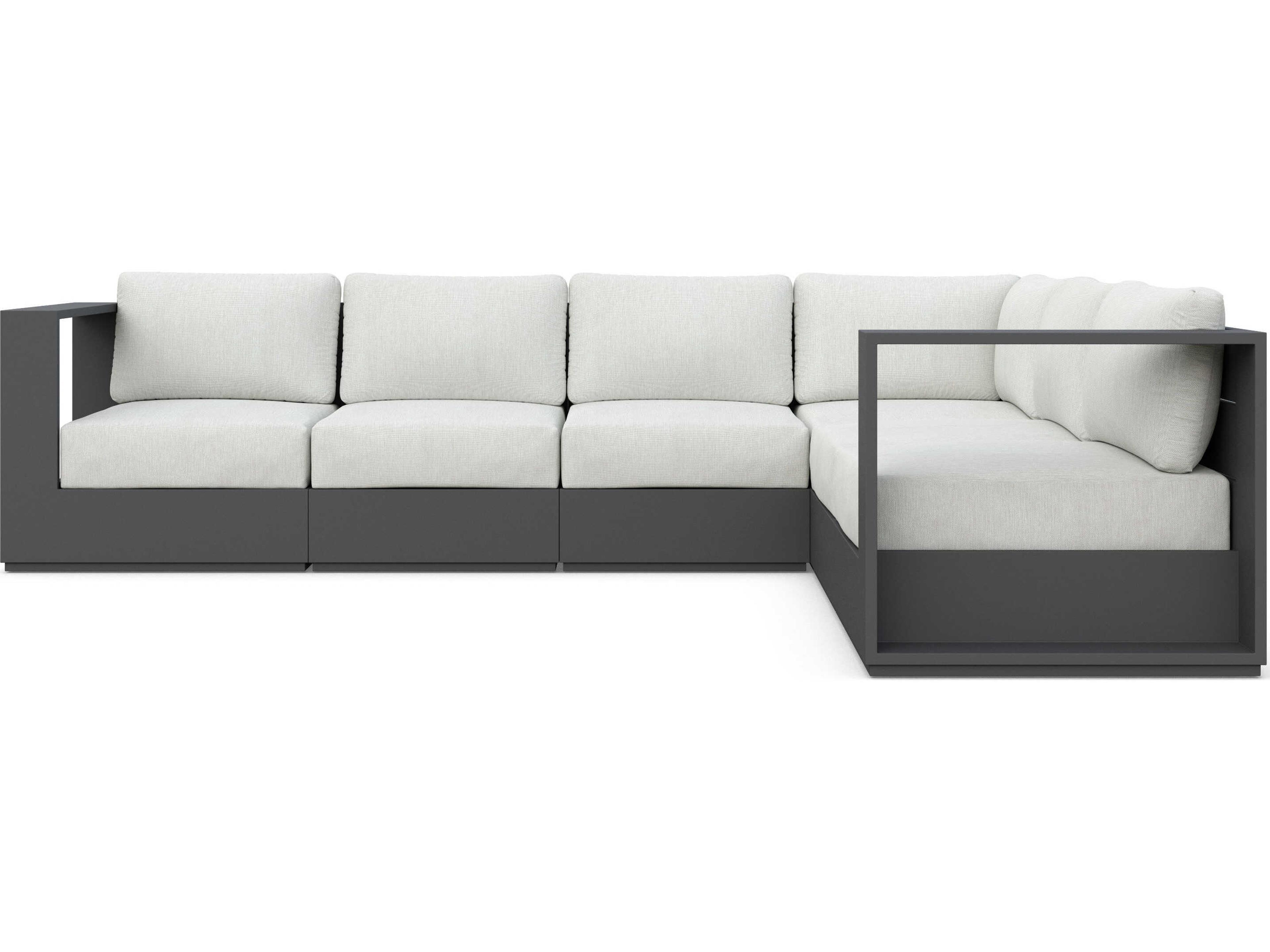 Azzurro Living Sydney Matte Charcoal Aluminum Rope Cushion 5 Piece Sectional Sofa 