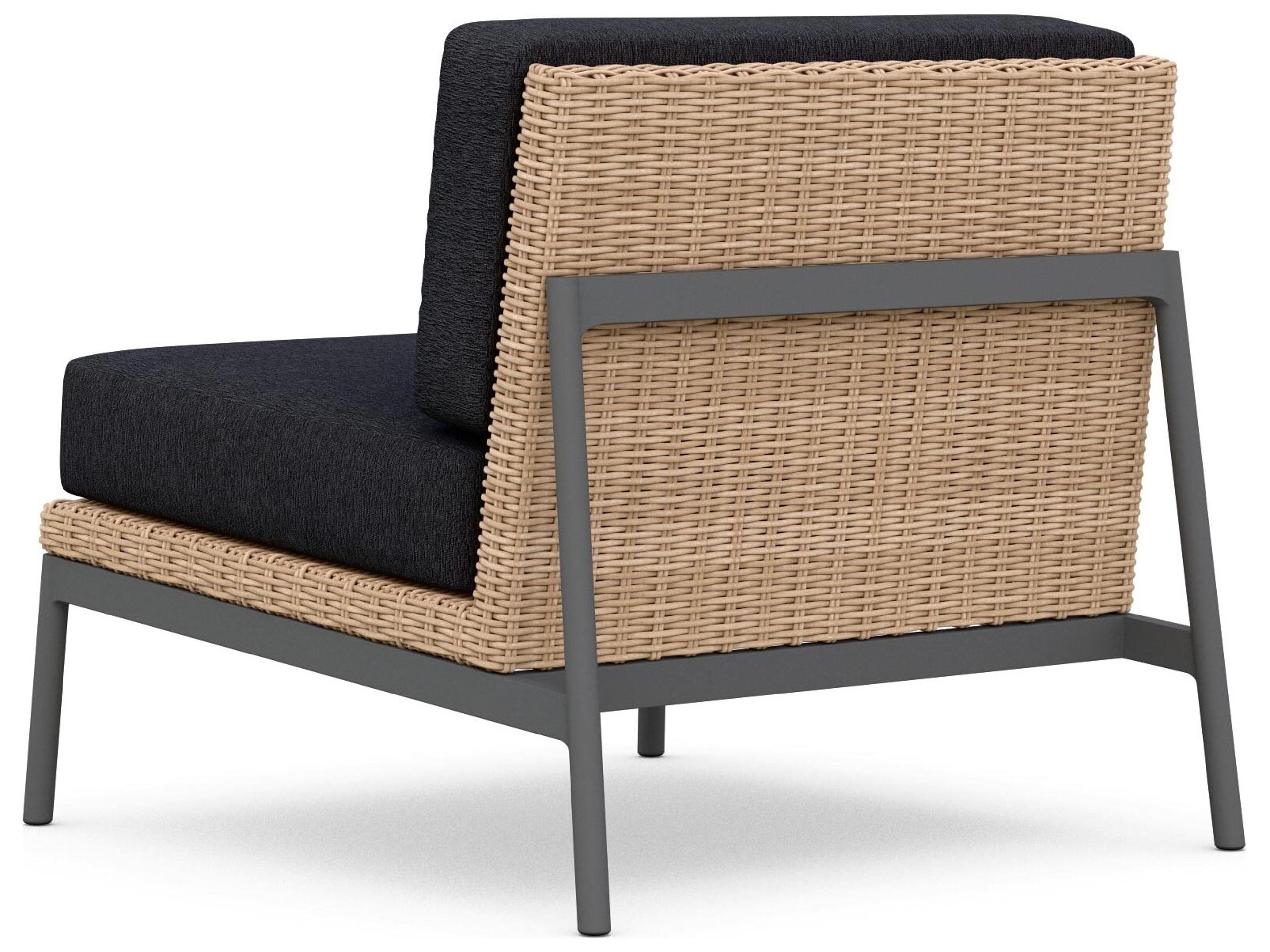 Azzurro Living Terra Natural All-Weather Wicker Modular Patio Lounge Chair with Midnight Cushion