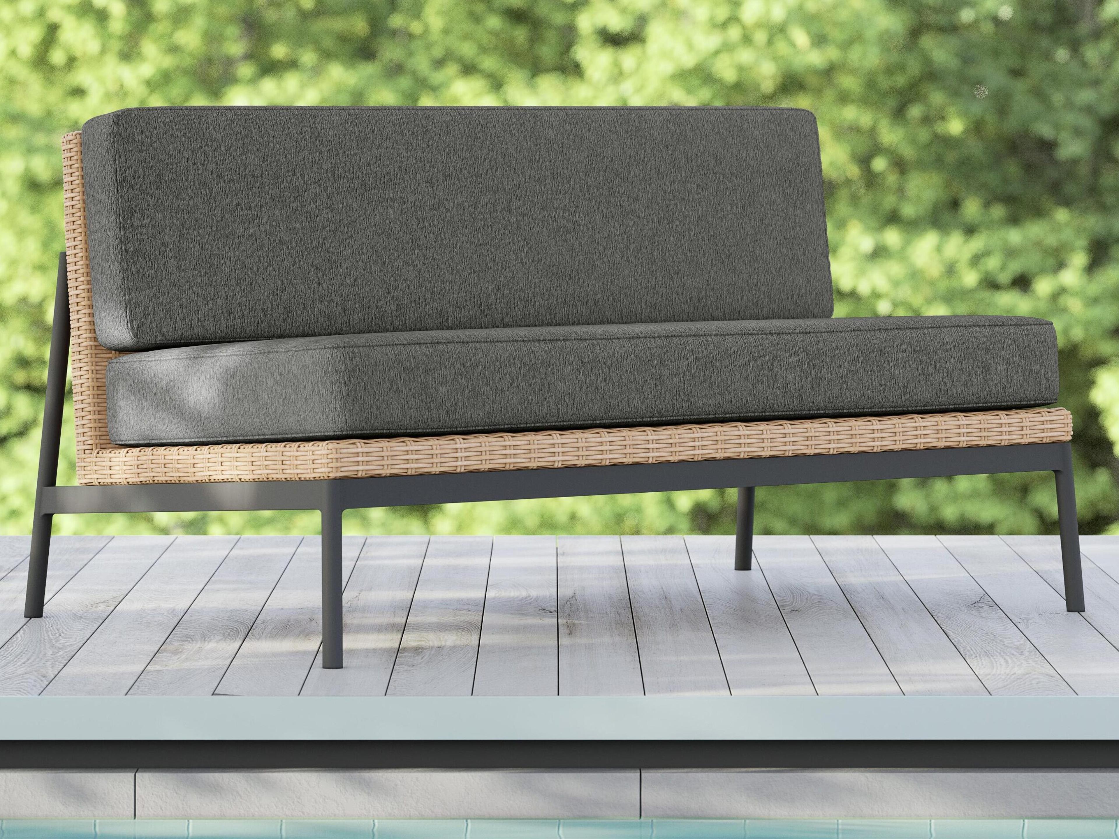 Azzurro Living Terra Natural All-Weather Wicker Outdoor Loveseat with Midnight Cushion