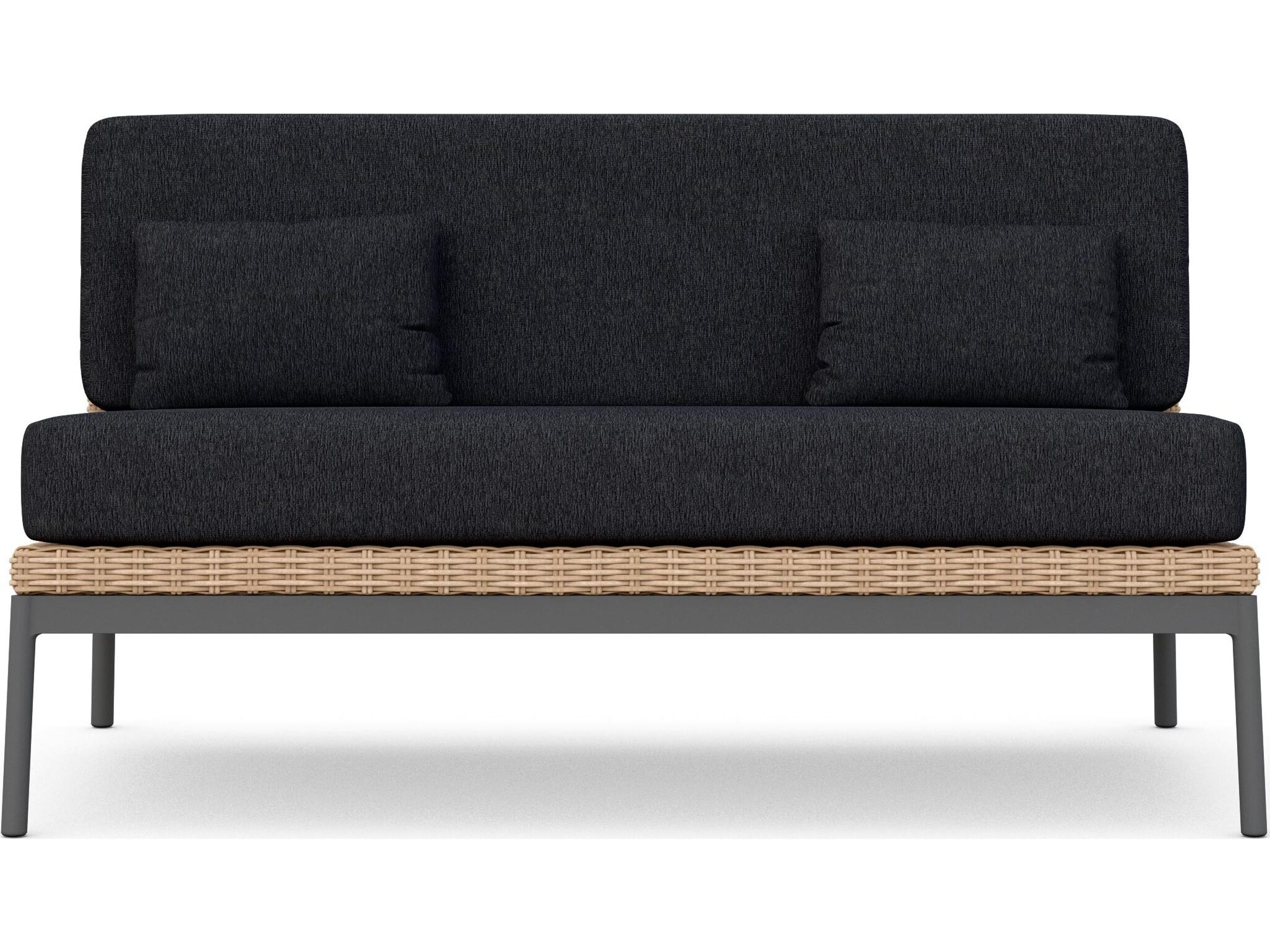 Azzurro Living Terra Natural All-Weather Wicker Outdoor Loveseat with Midnight Cushion