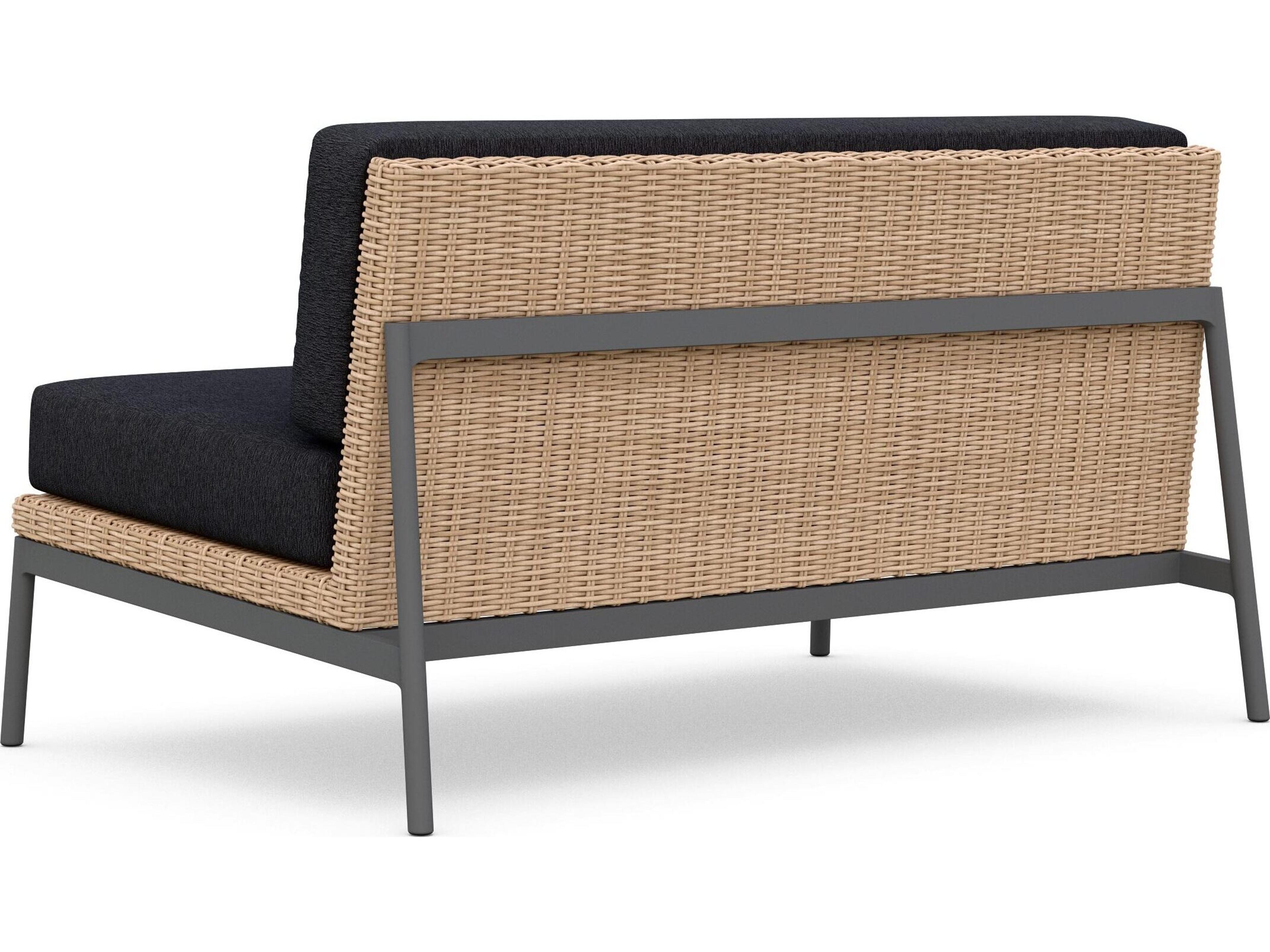 Azzurro Living Terra Natural All-Weather Wicker Outdoor Loveseat with Midnight Cushion