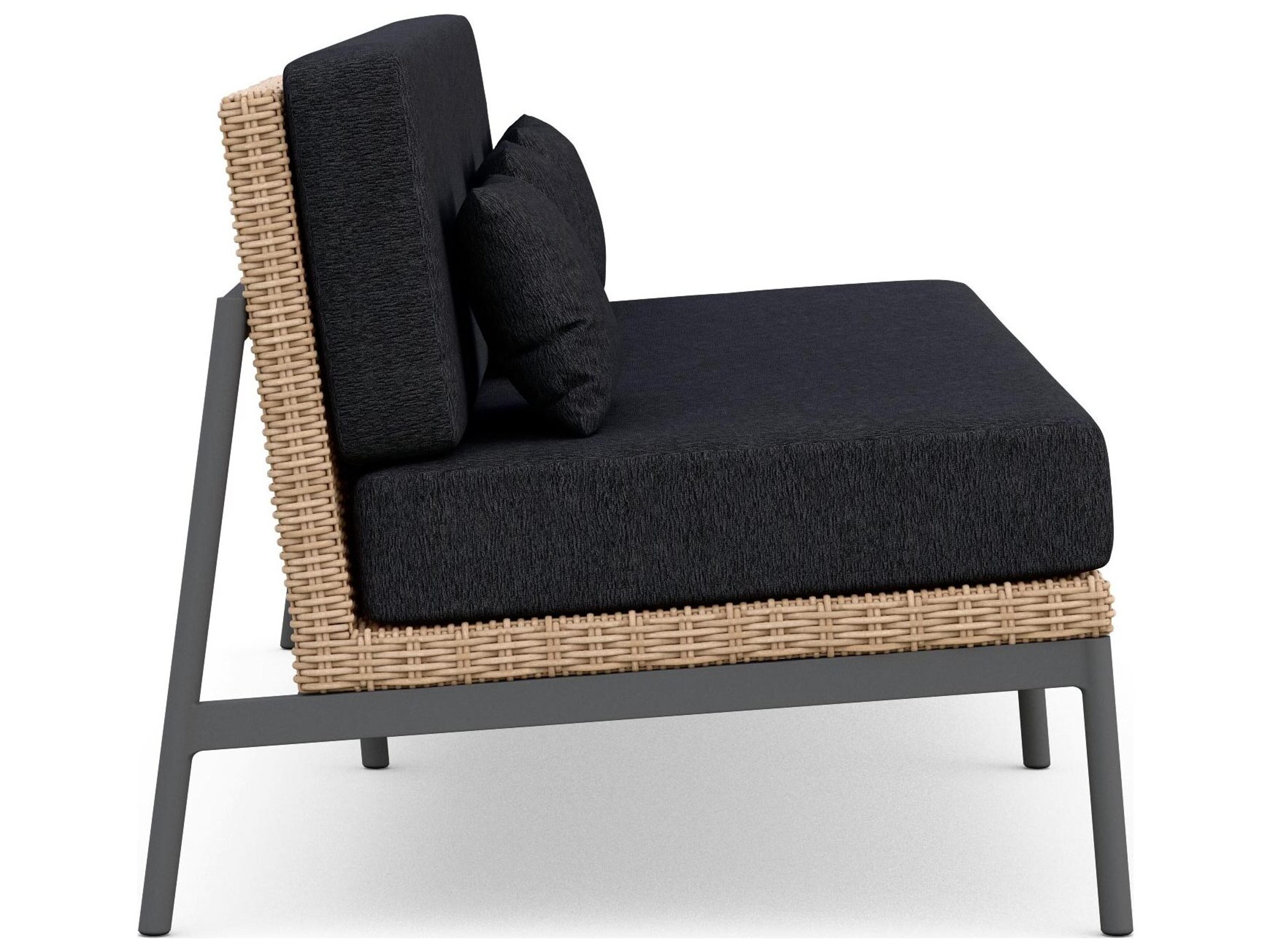 Azzurro Living Terra Natural All-Weather Wicker Patio Sofa with Midnight Cushion