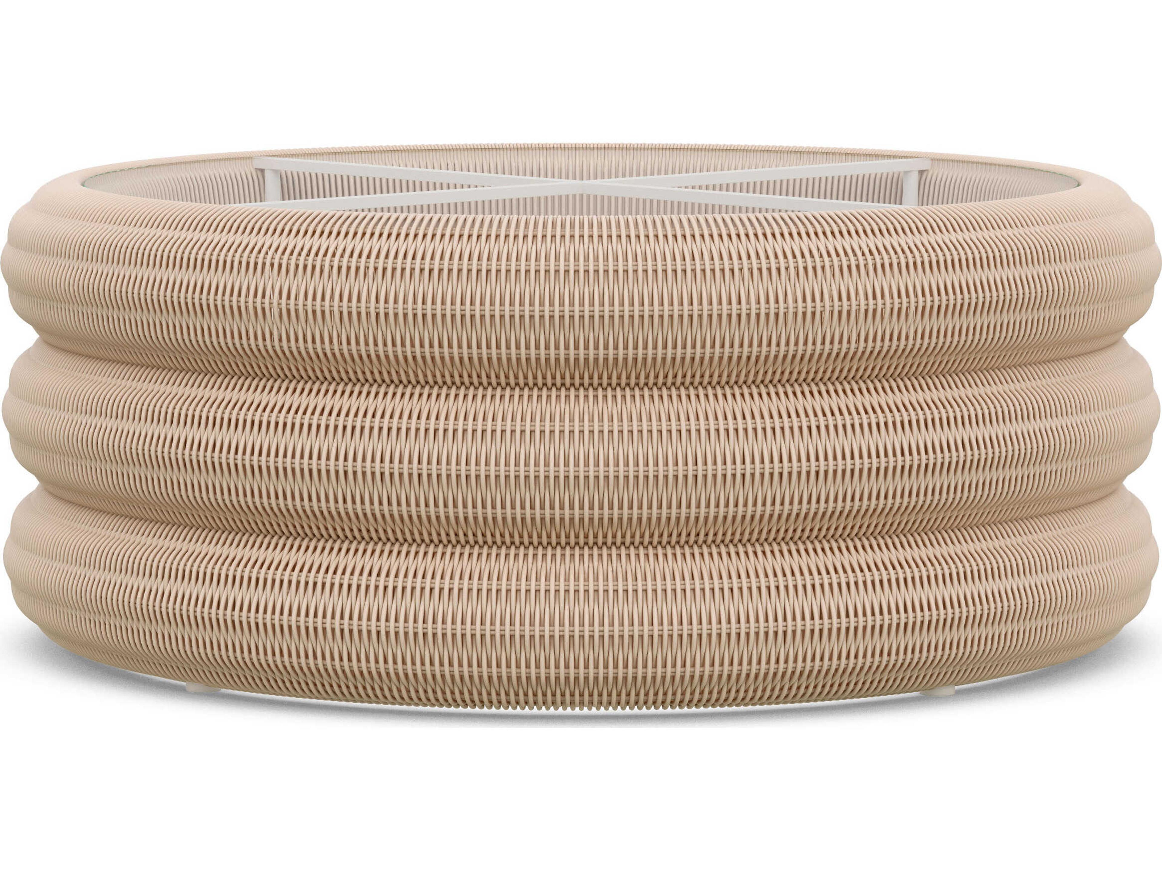 Azzurro Living Texoma Almond All-weather Wicker Round Coffee Table