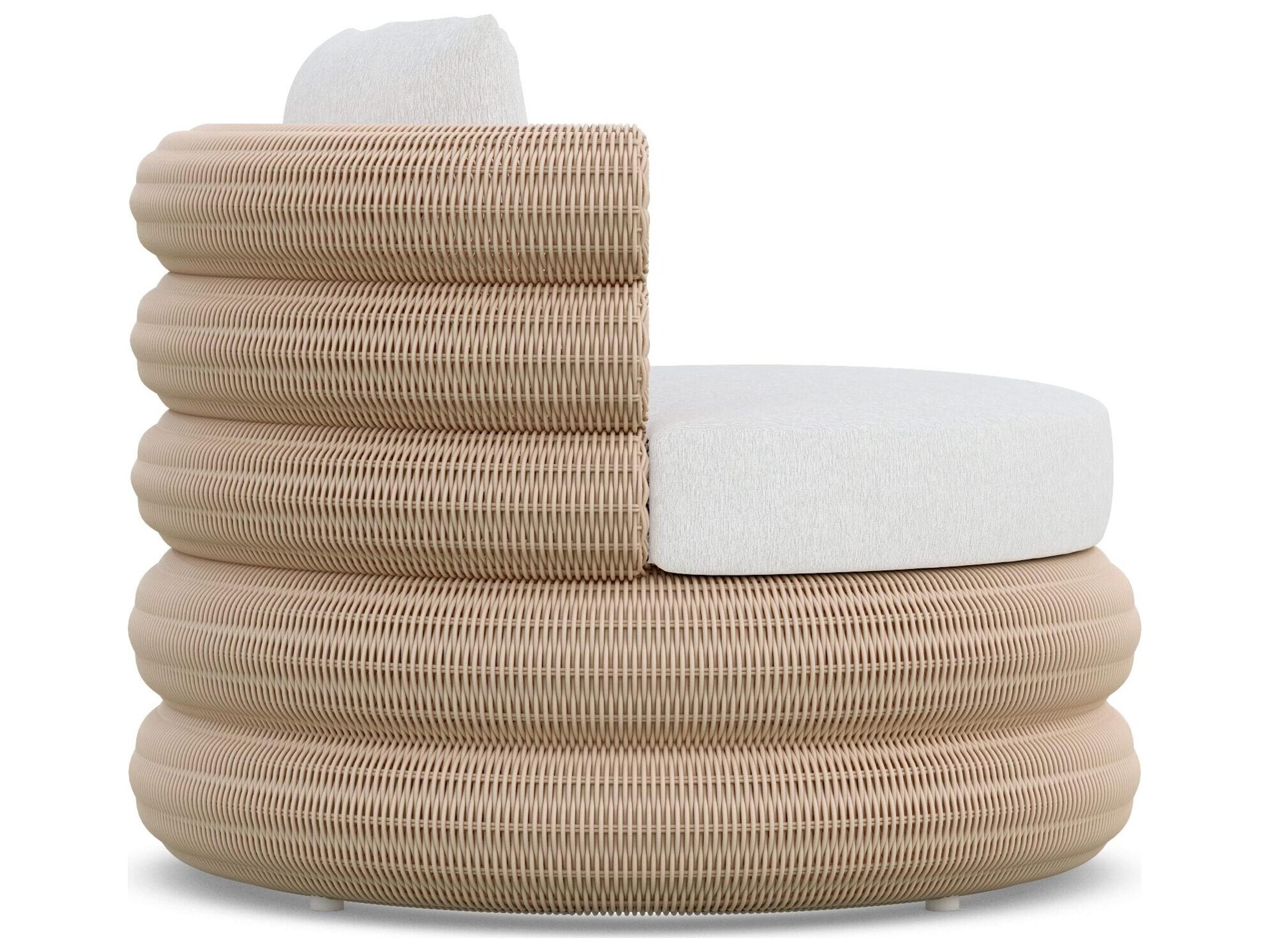 Azzurro Living Texoma Almond All-Weather Wicker Outdoor Lounge Chair with Cloud Cushion