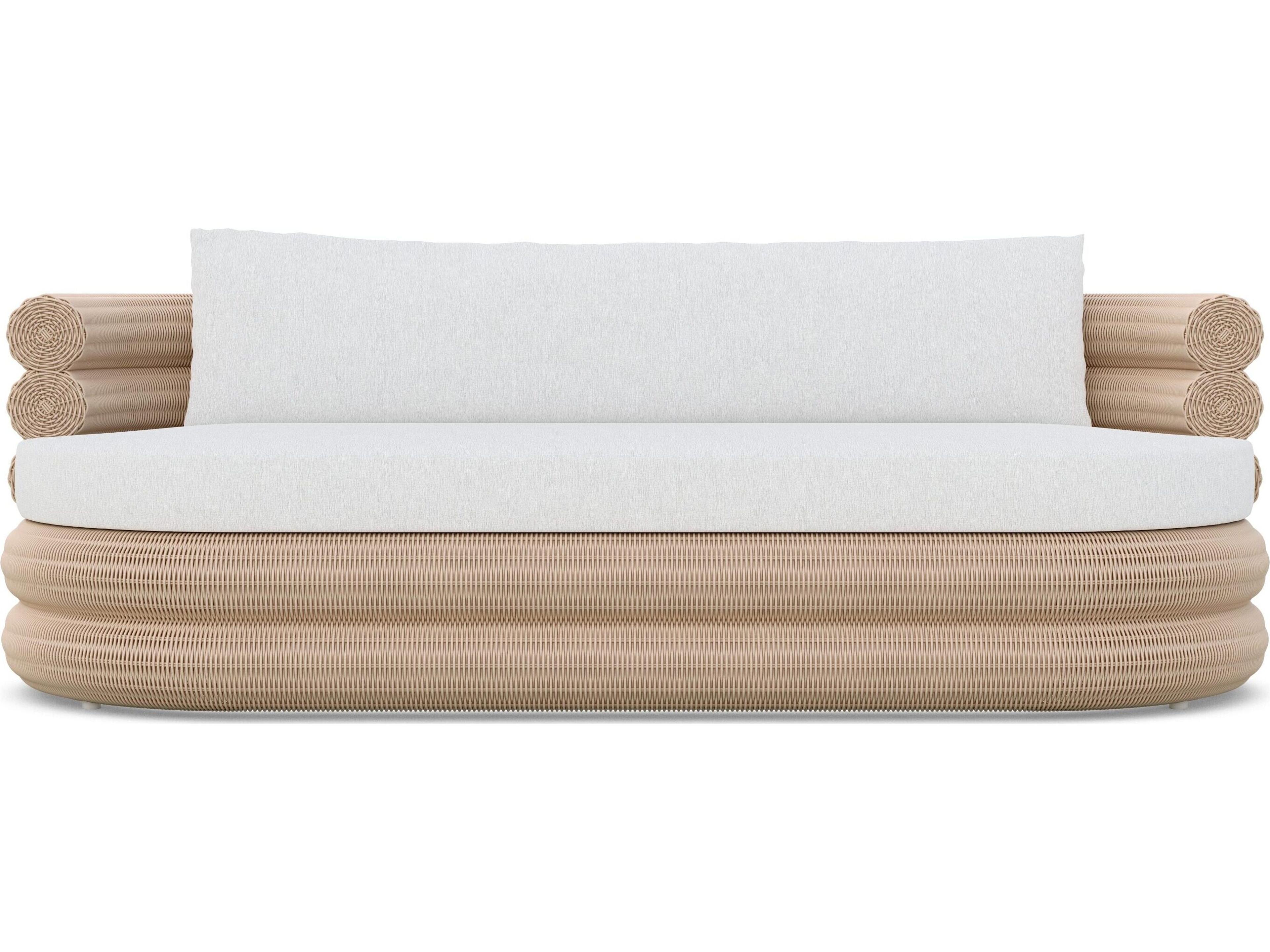 Azzurro Living Texoma Almond All-Weather Wicker Outdoor Sofa with Cloud Cushion