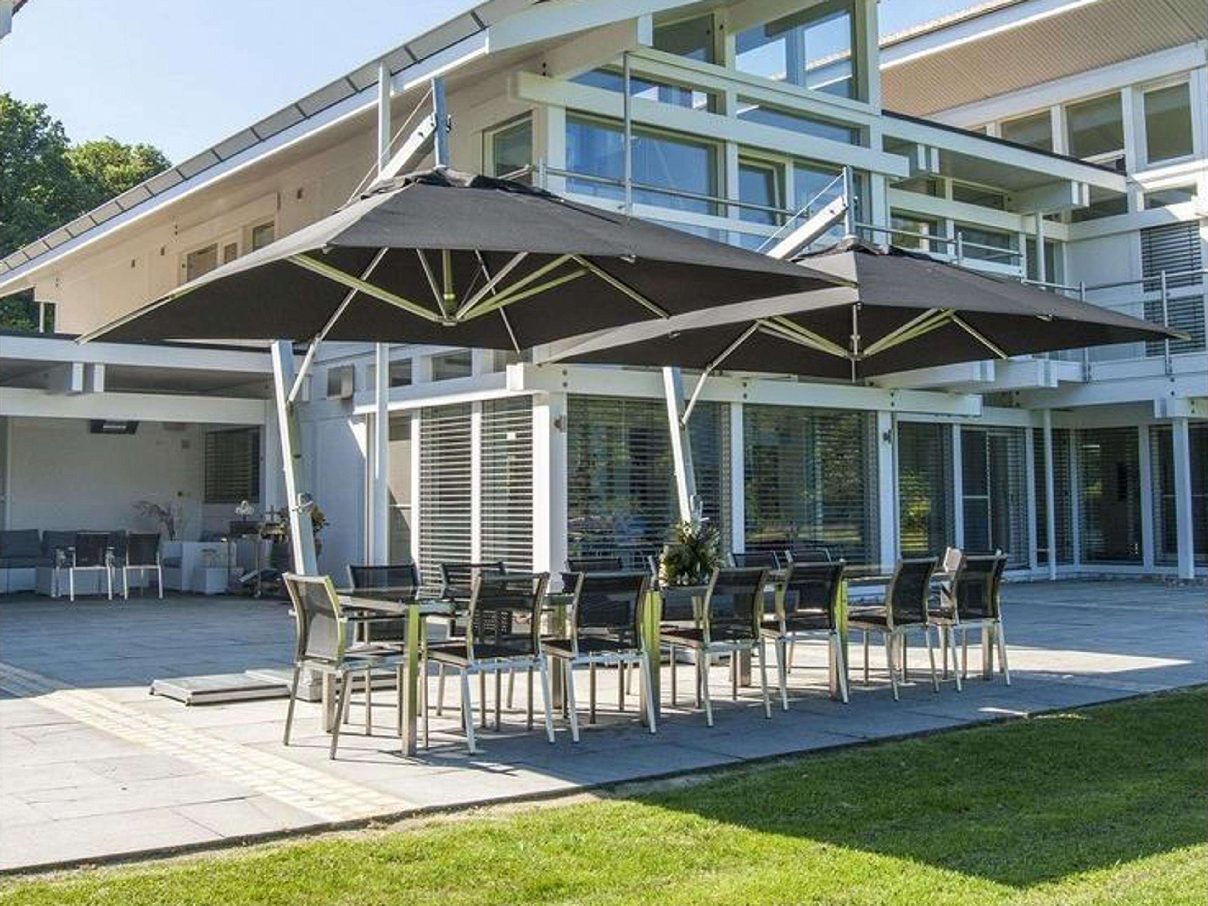 Bambrella Hurricane Aluminum Side Wind Hurricane 8.5 x 11.5 Foot Rectangular Cantilever Outdoor Umbrella