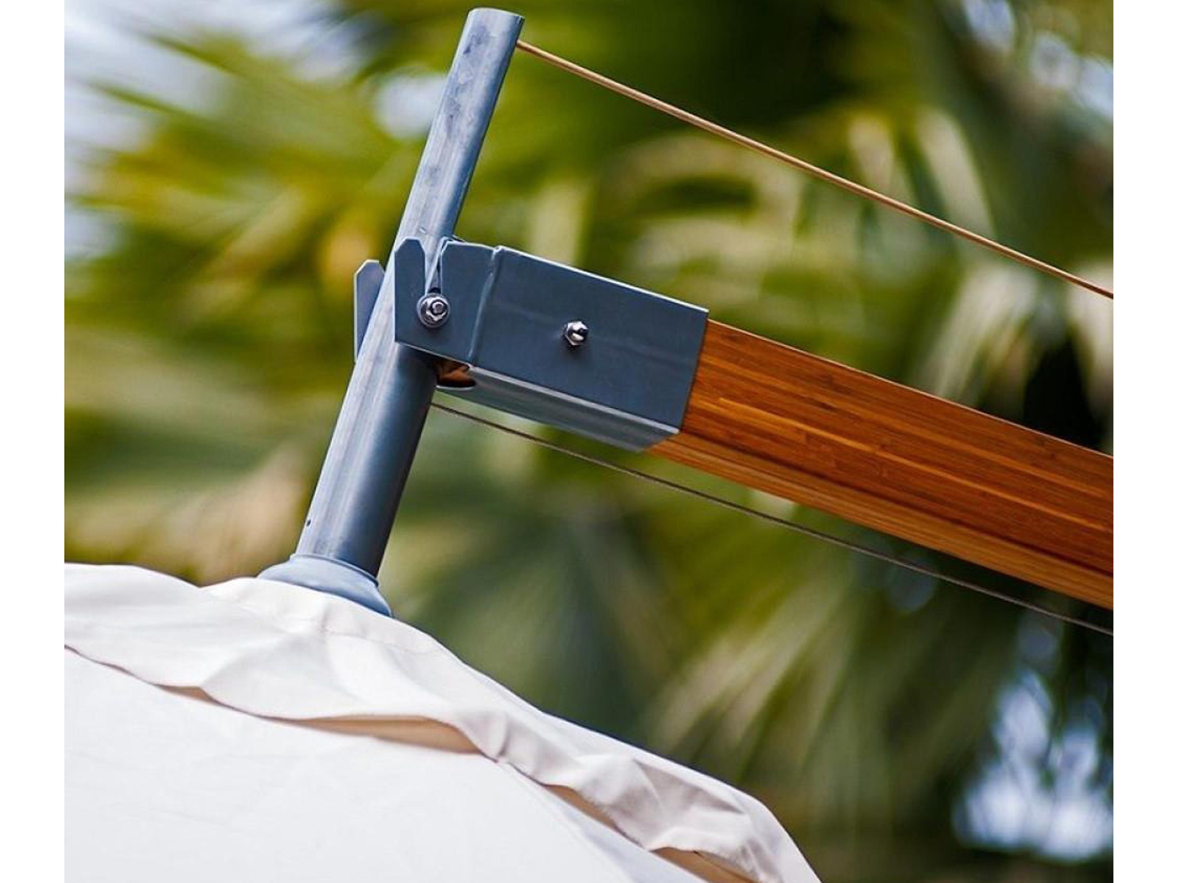 Bambrella Levante Wood 8.5 x 11.5 Foot Rectangular Crank Lift Outdoor Patio Umbrella