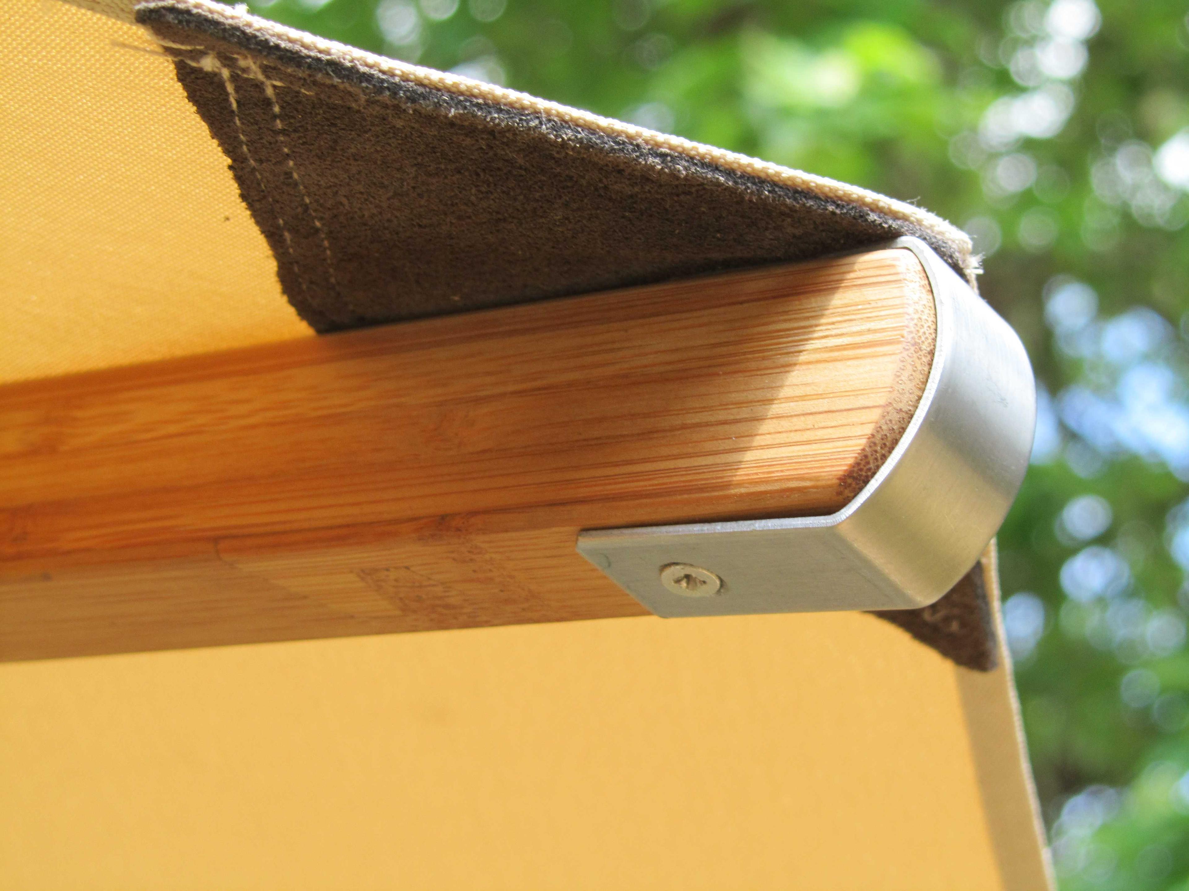 Bambrella Levante Wood 8.5 Foot Square Pulley Lift Patio Umbrella