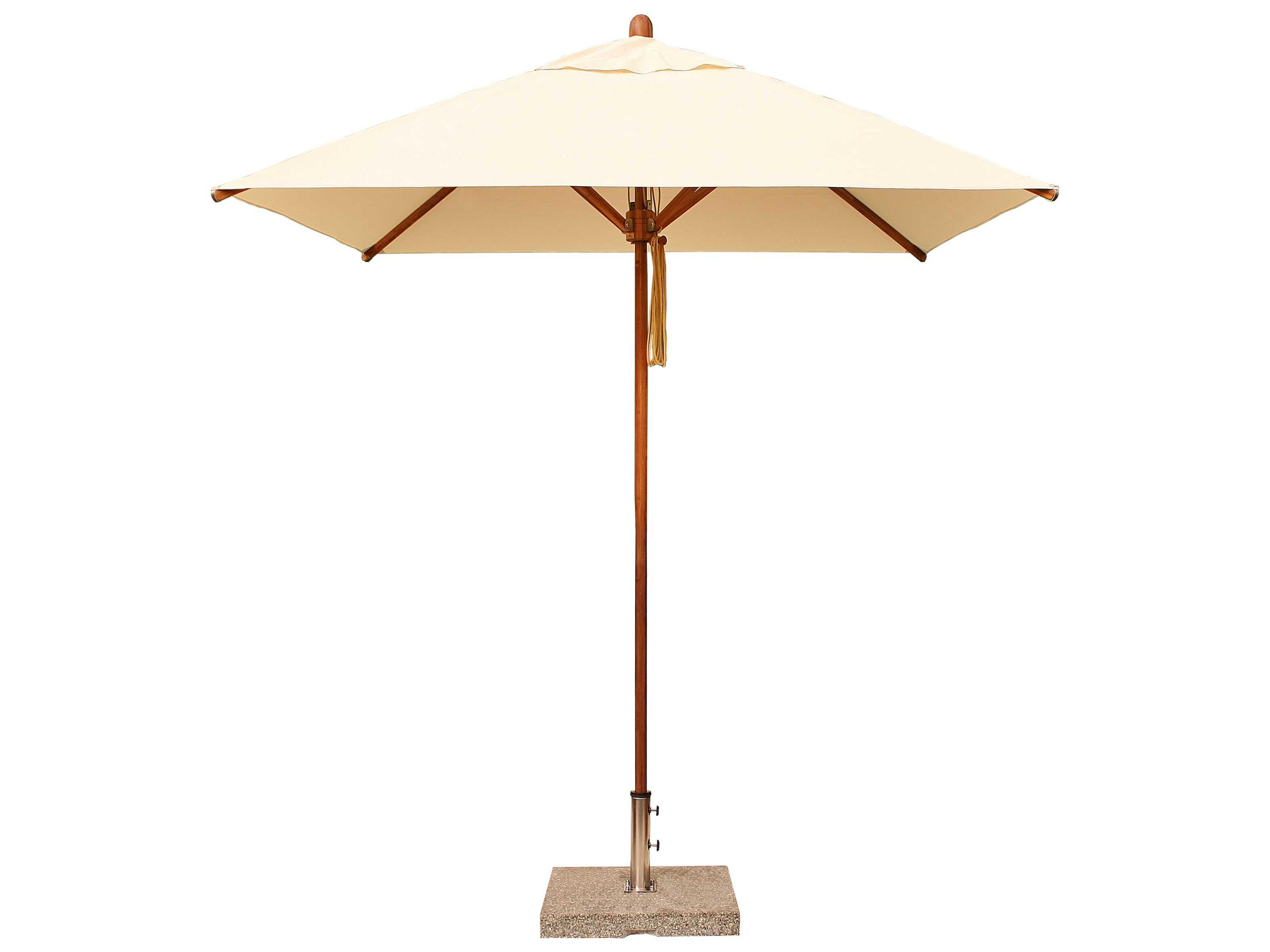 Bambrella Levante Wood 8.5 Foot Square Pulley Lift Patio Umbrella