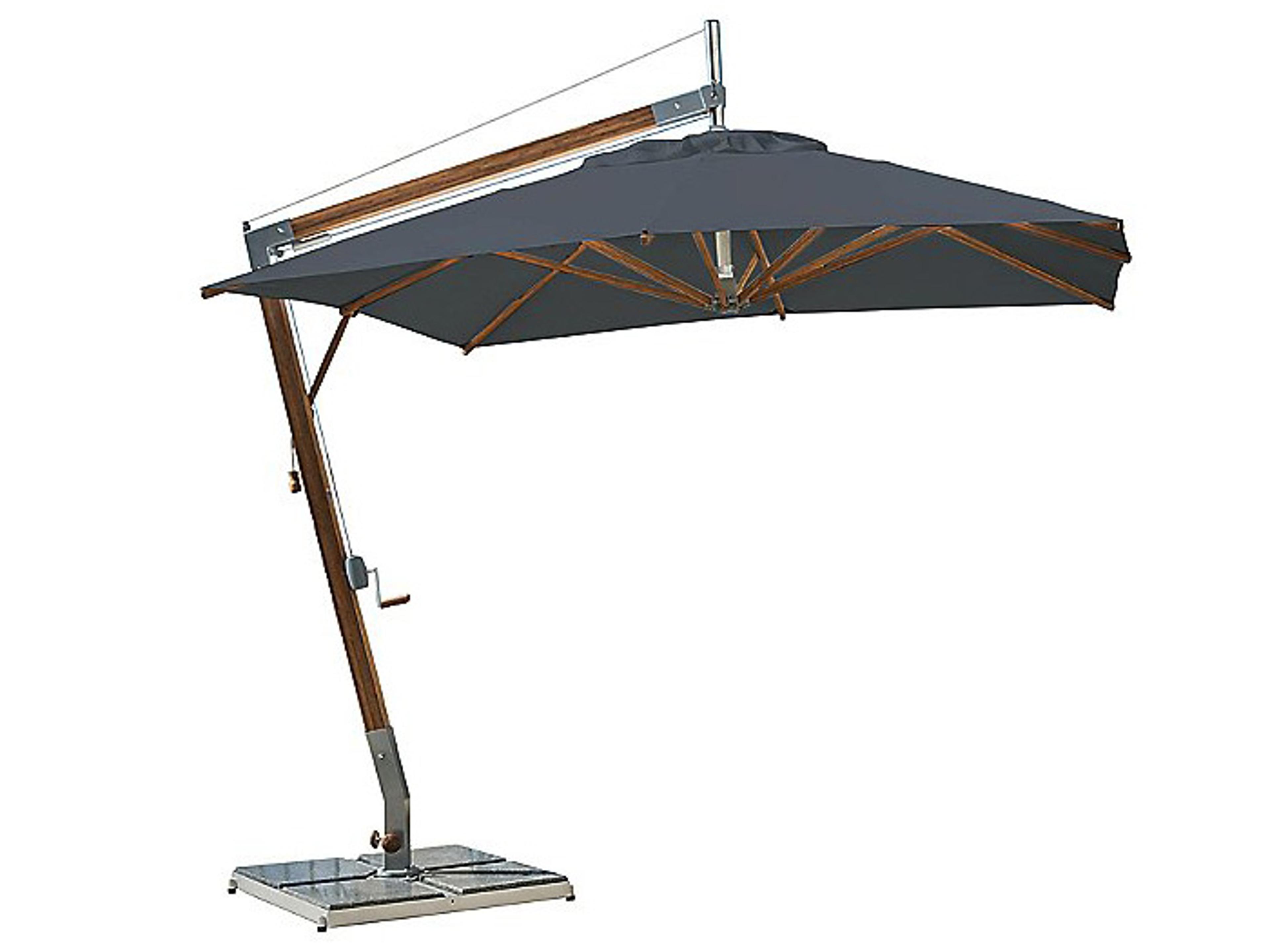 Bambrella Sirocco 8.5 Square Side Wind Bamboo Cantilever Outdoor Umbrella