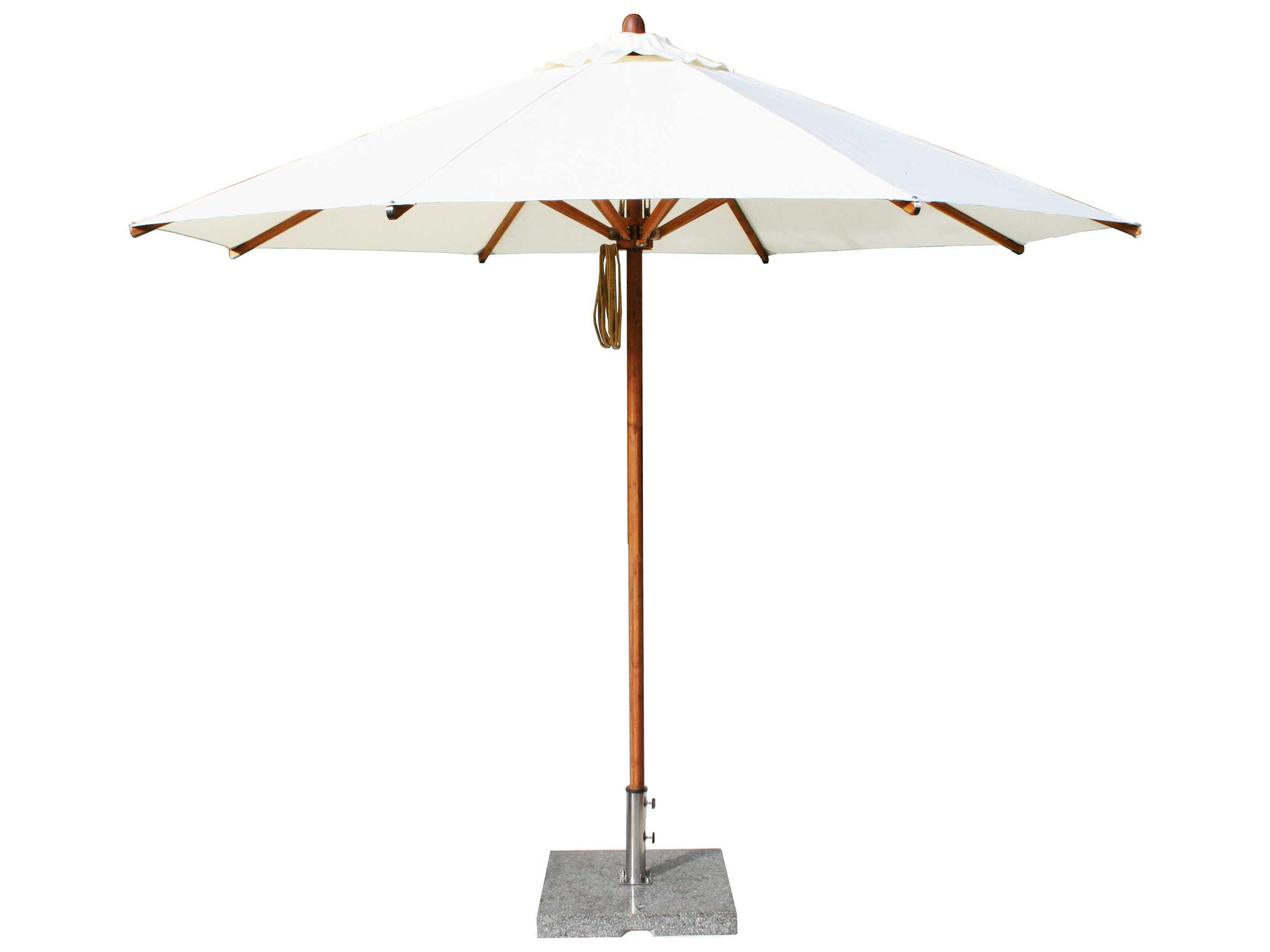 Bambrella Levante Wood 10 Foot Round Pulley Lift Outdoor Patio Umbrella