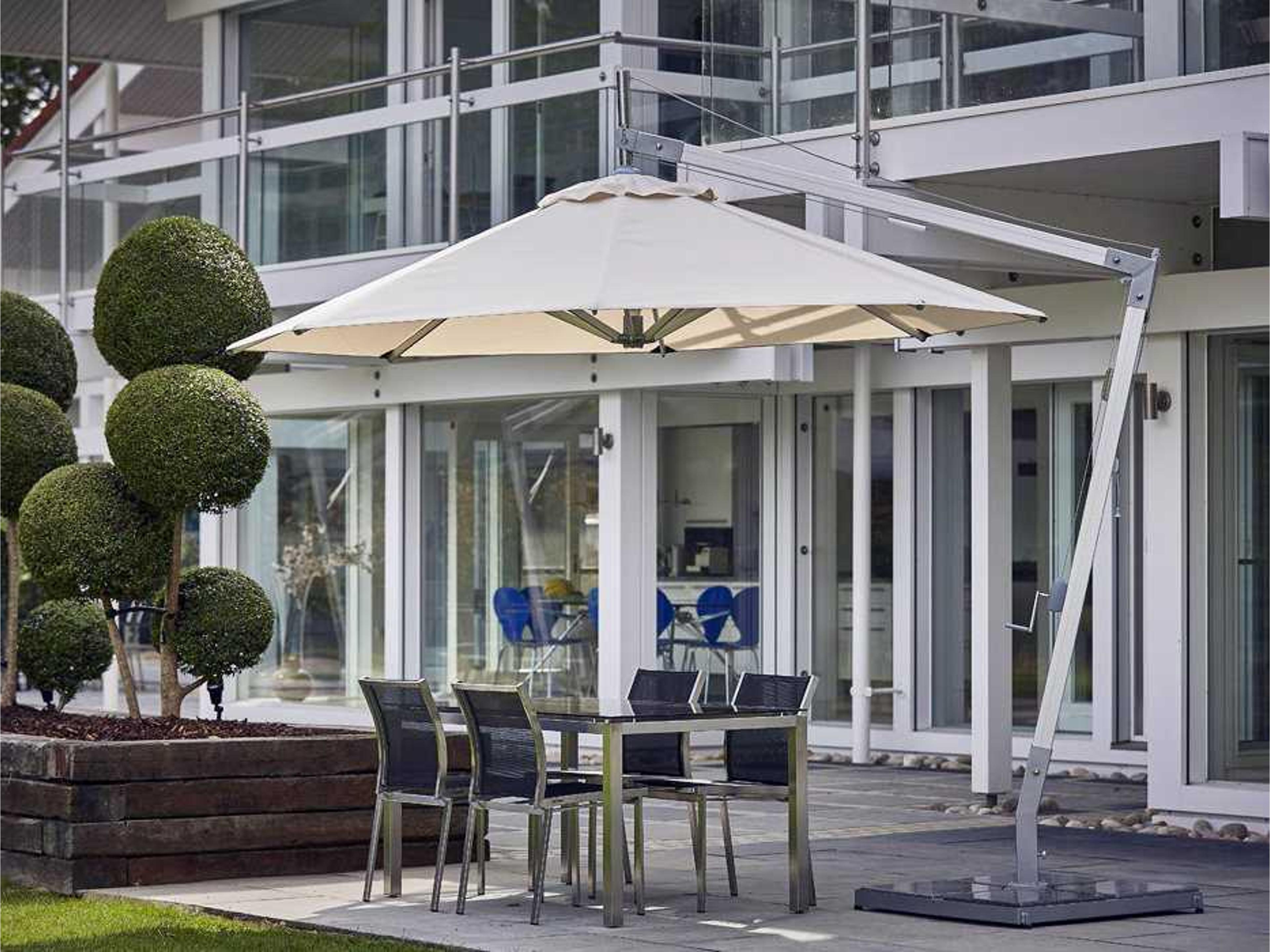 Santa Ana Sidewind 10 Foot Round Crank Lift Manual Tilt Cantilever Outdoor Umbrella