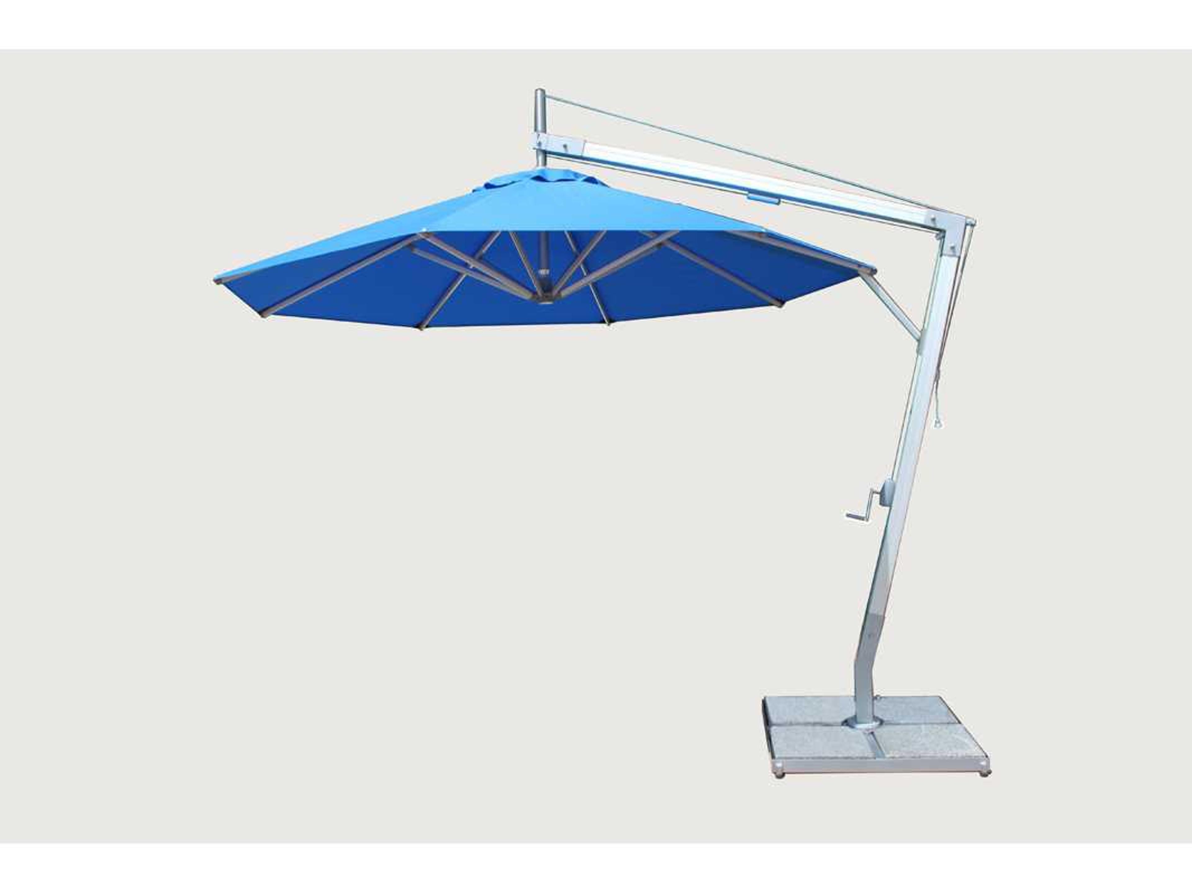 Bambrella Santa Ana Sidewind 10 Foot Round Crank Lift Manual Tilt Cantilever Outdoor Umbrella