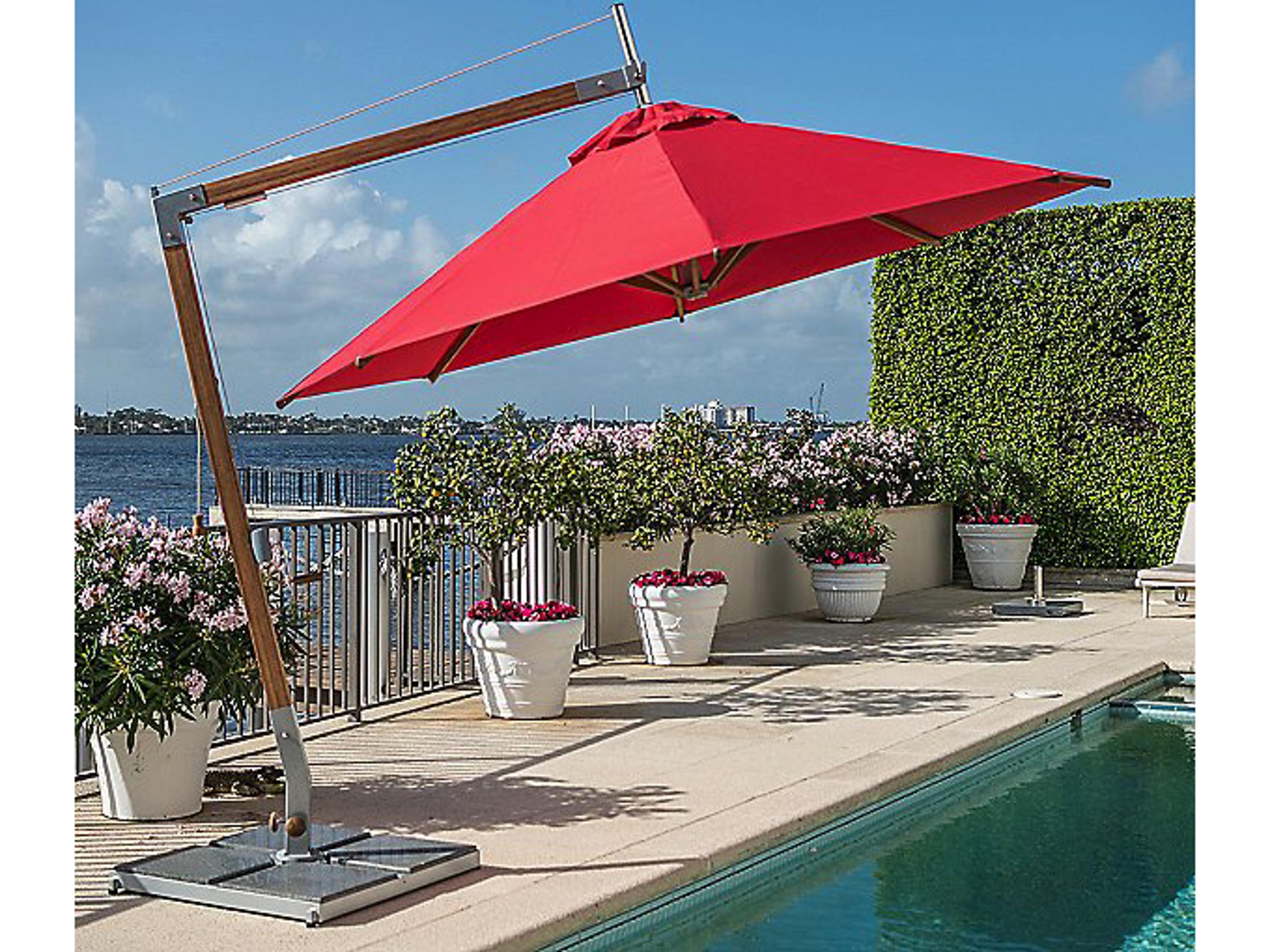 Bambrella Sirocco 10 Foot Round Sidewind Crank Lift Manual Tilt Cantilever Patio Umbrella