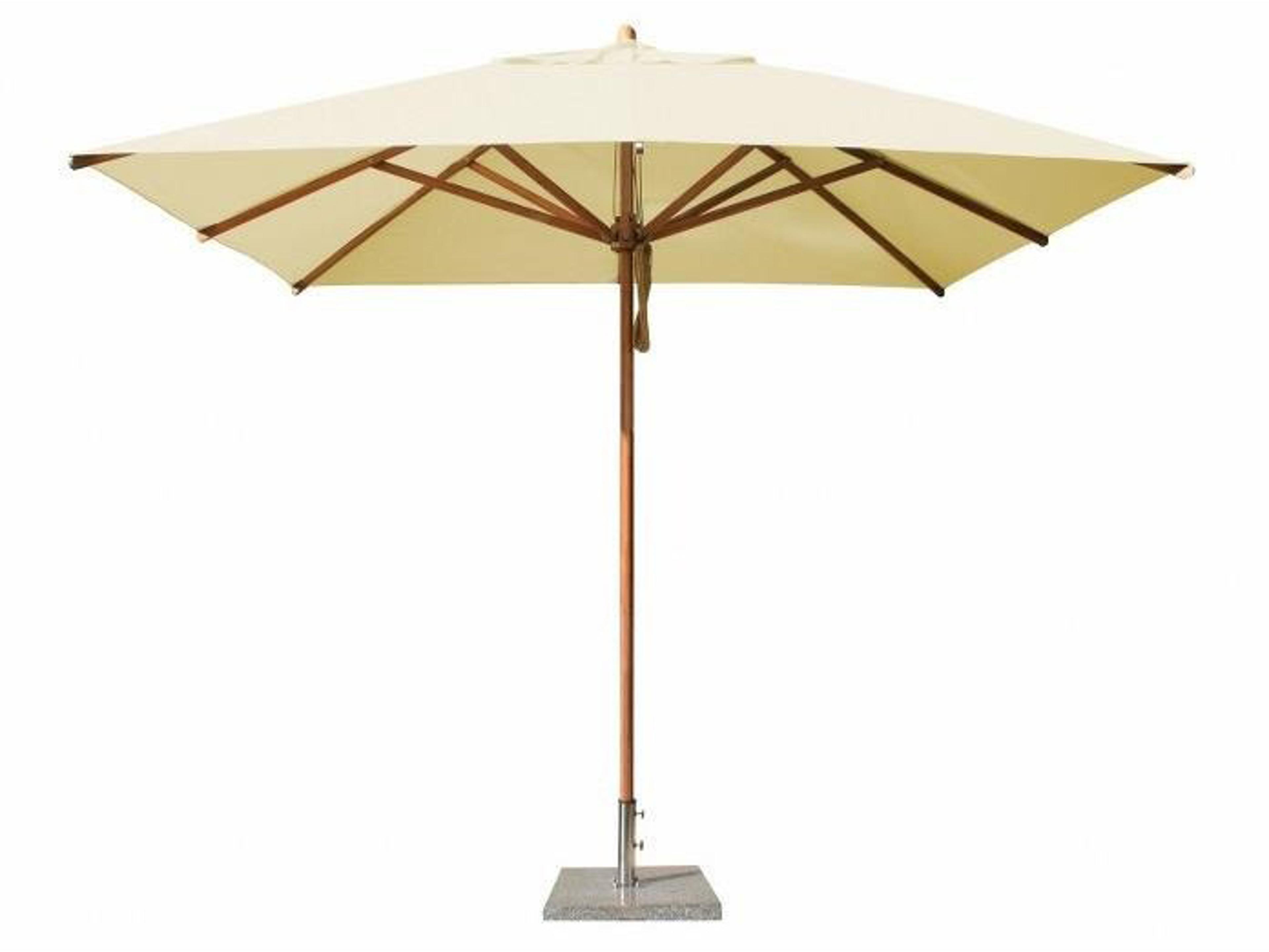 Bambrella Levante Wood 10 Foot Square Pulley Lift Patio Umbrella