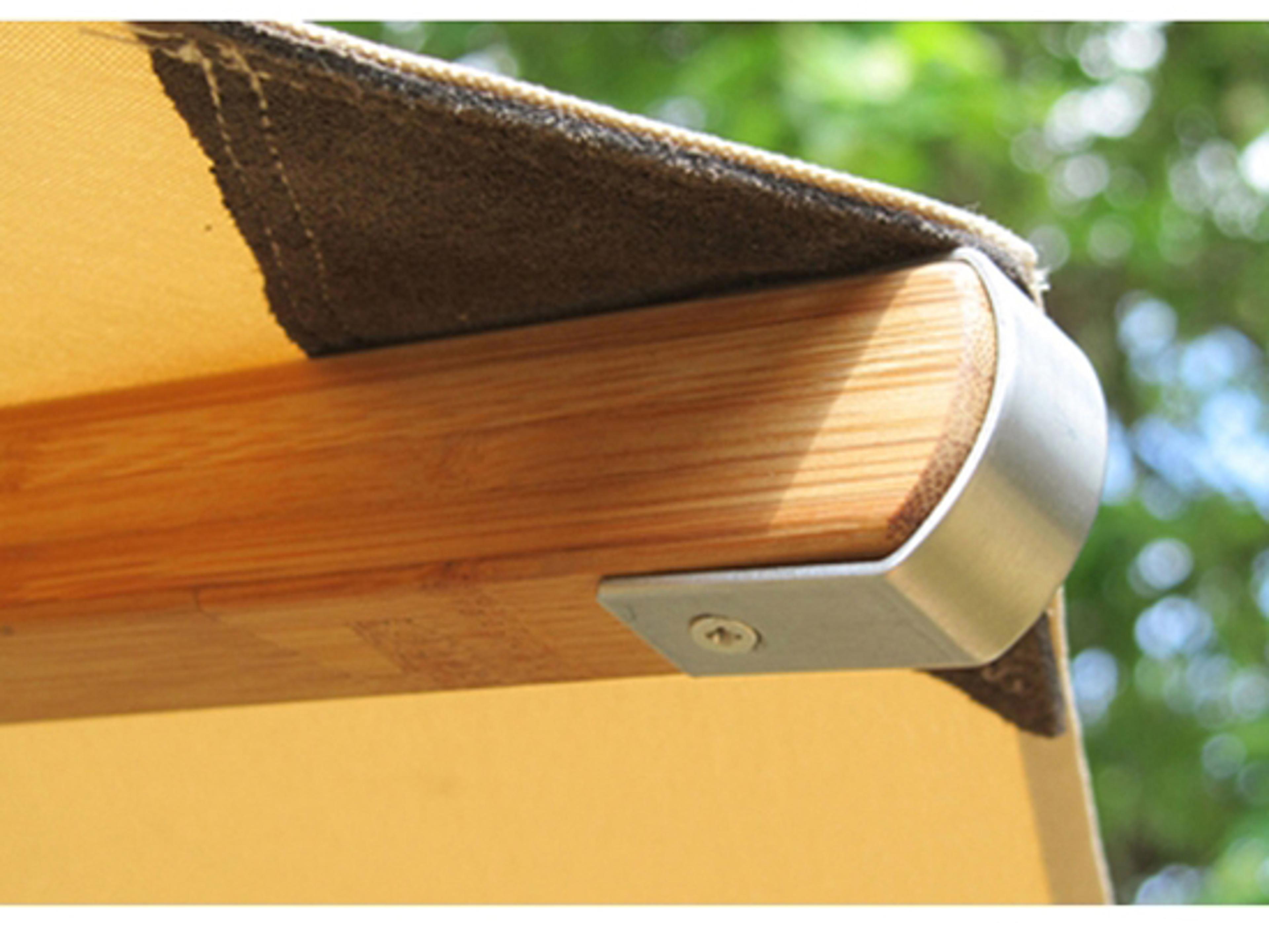 Bambrella Levante Wood 11 Foot Square Pulley Lift Outdoor Umbrella