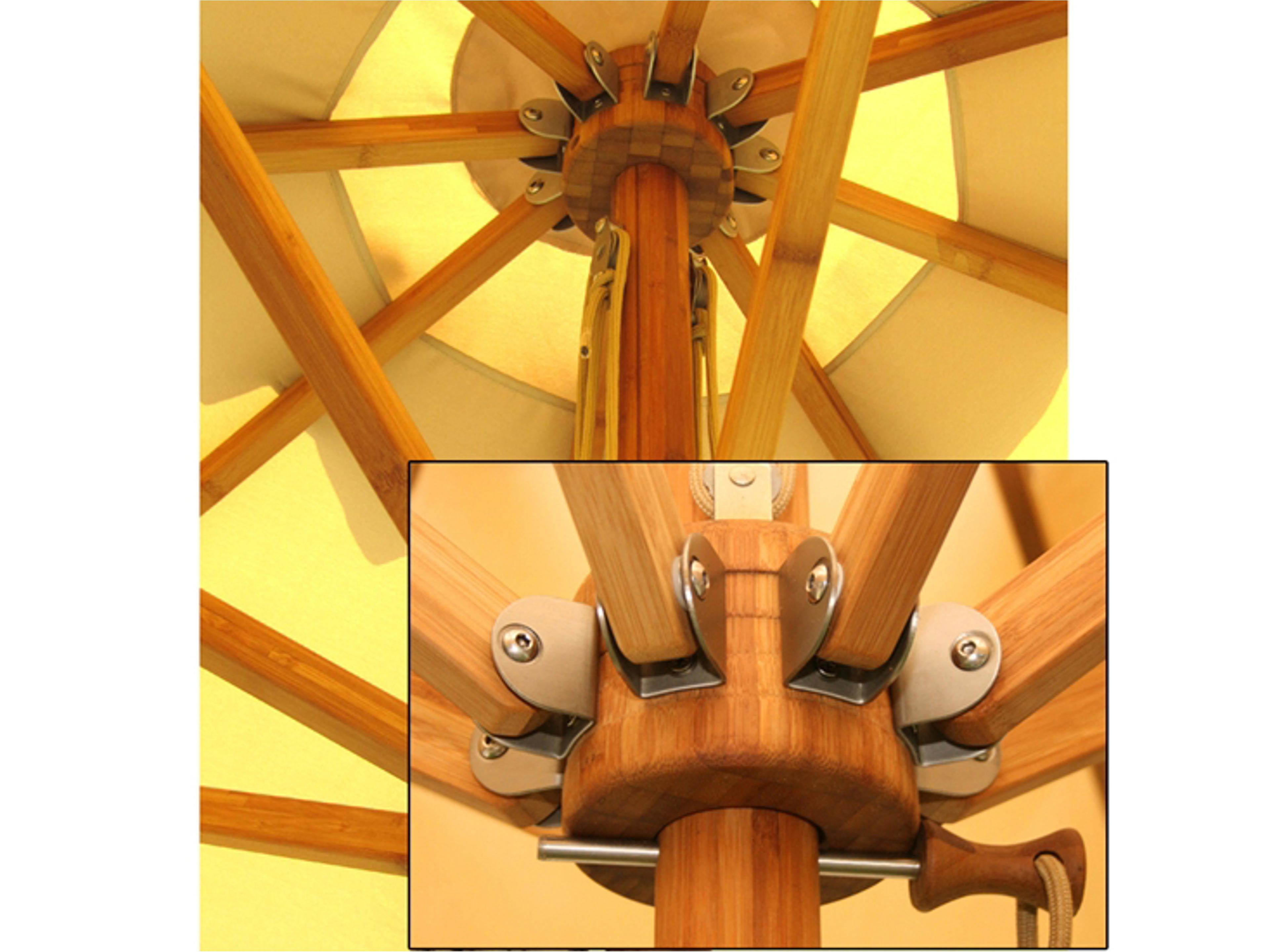 Bambrella Levante Wood 11 Foot Square Pulley Lift Outdoor Umbrella