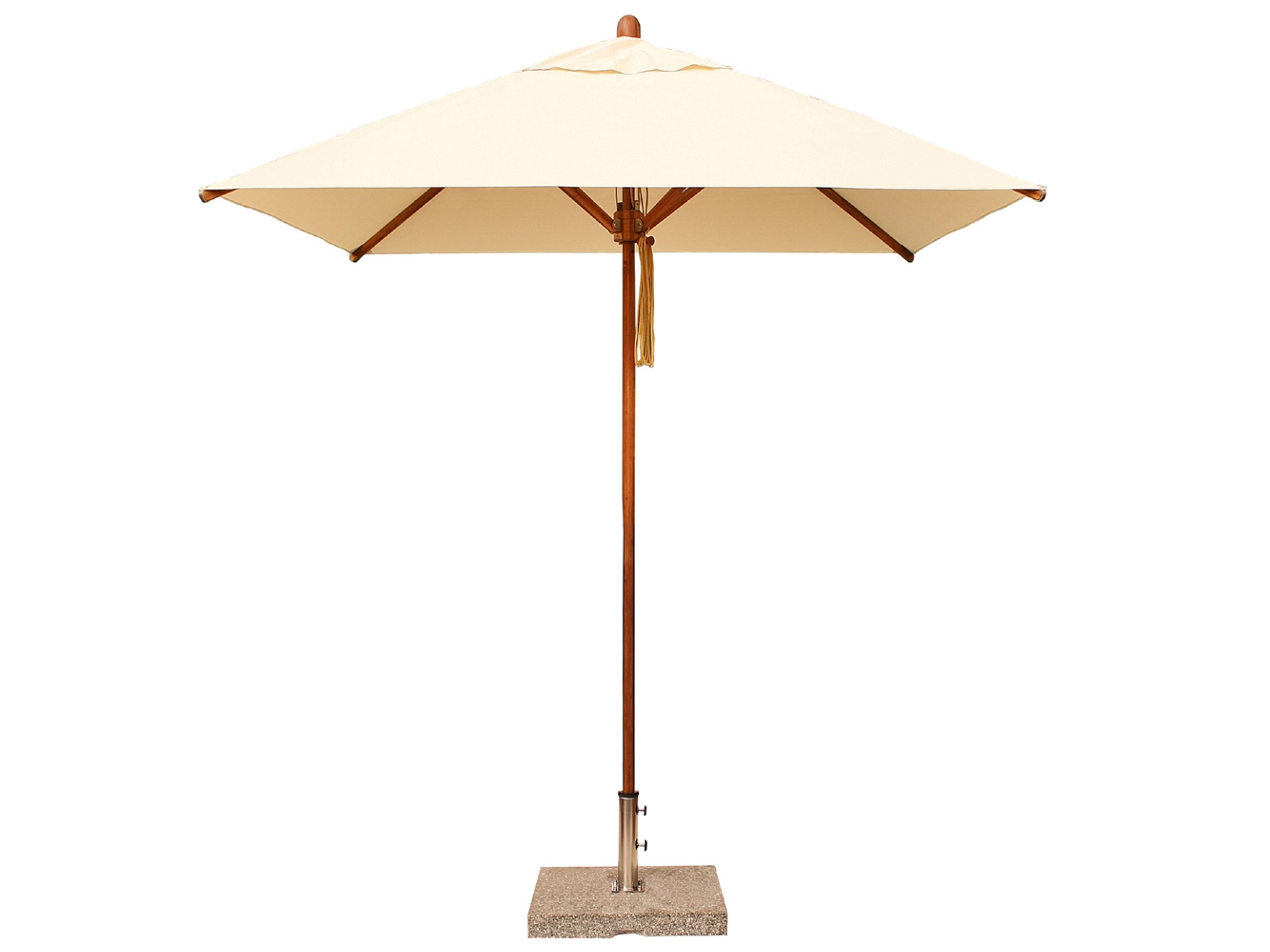 Bambrella Levante Wood 11 Foot Square Pulley Lift Outdoor Umbrella