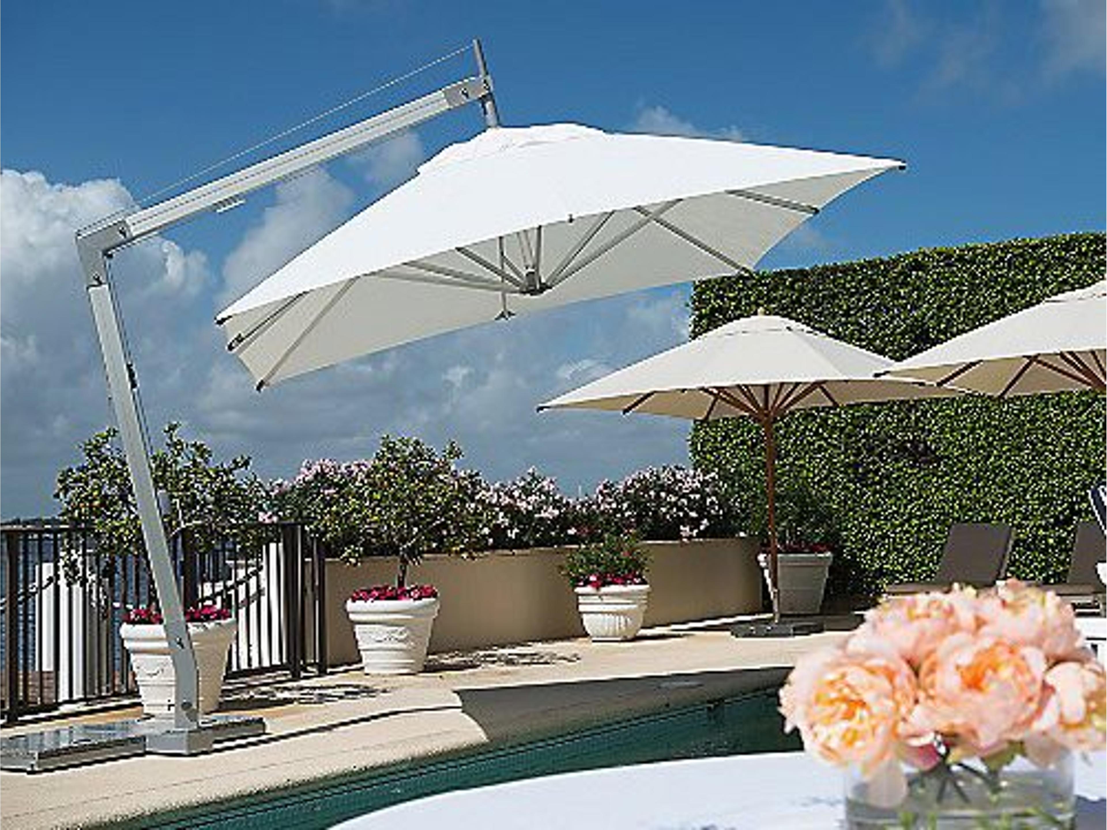 Hurricane 11 Foot Square Sidewind Crank Lift Manual Tilt Cantilever Outdoor Patio Umbrella