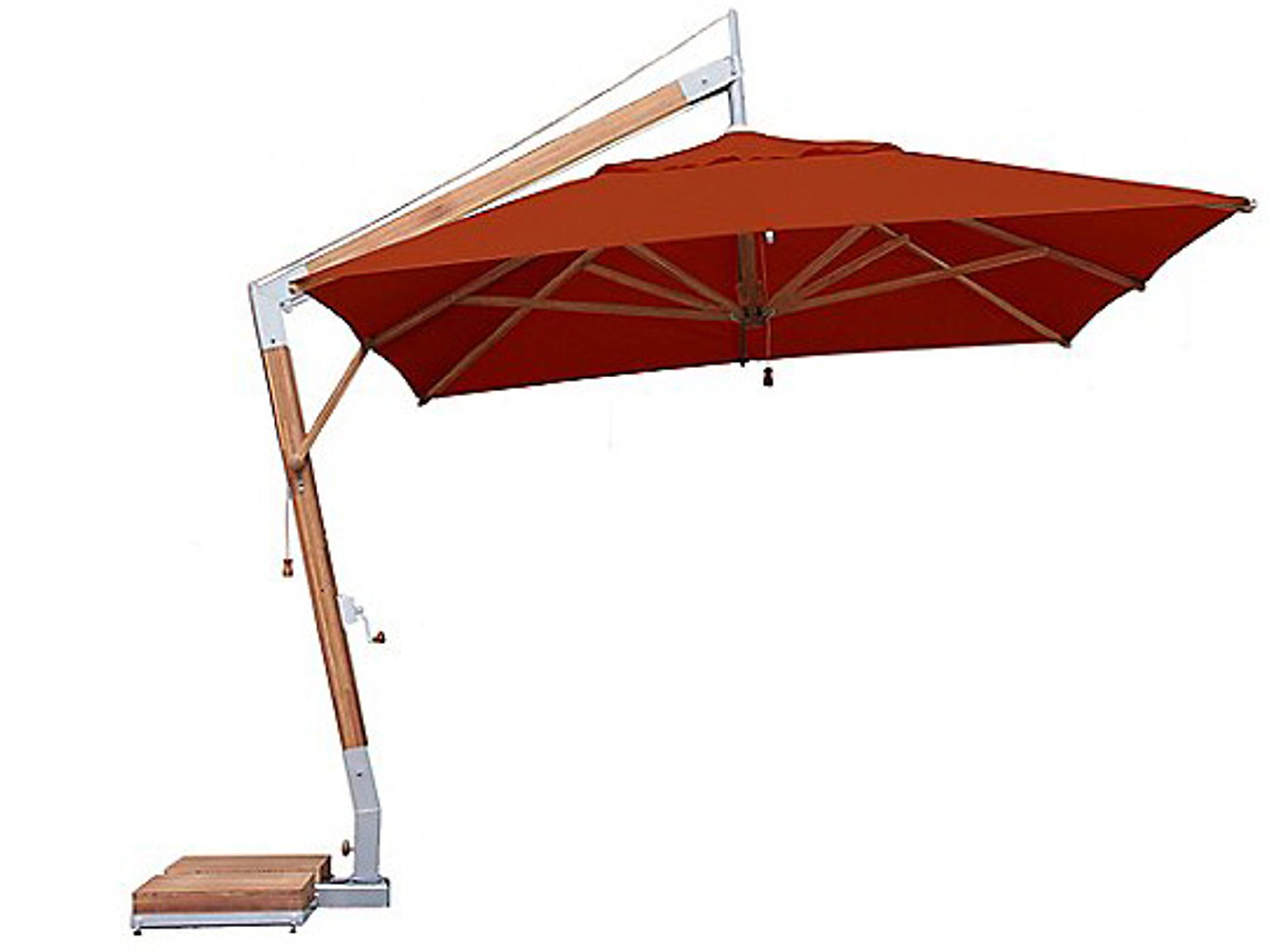 Bambrella Levante Sidewind 11 Foot Square Crank Lift Manual Tilt Patio Umbrella