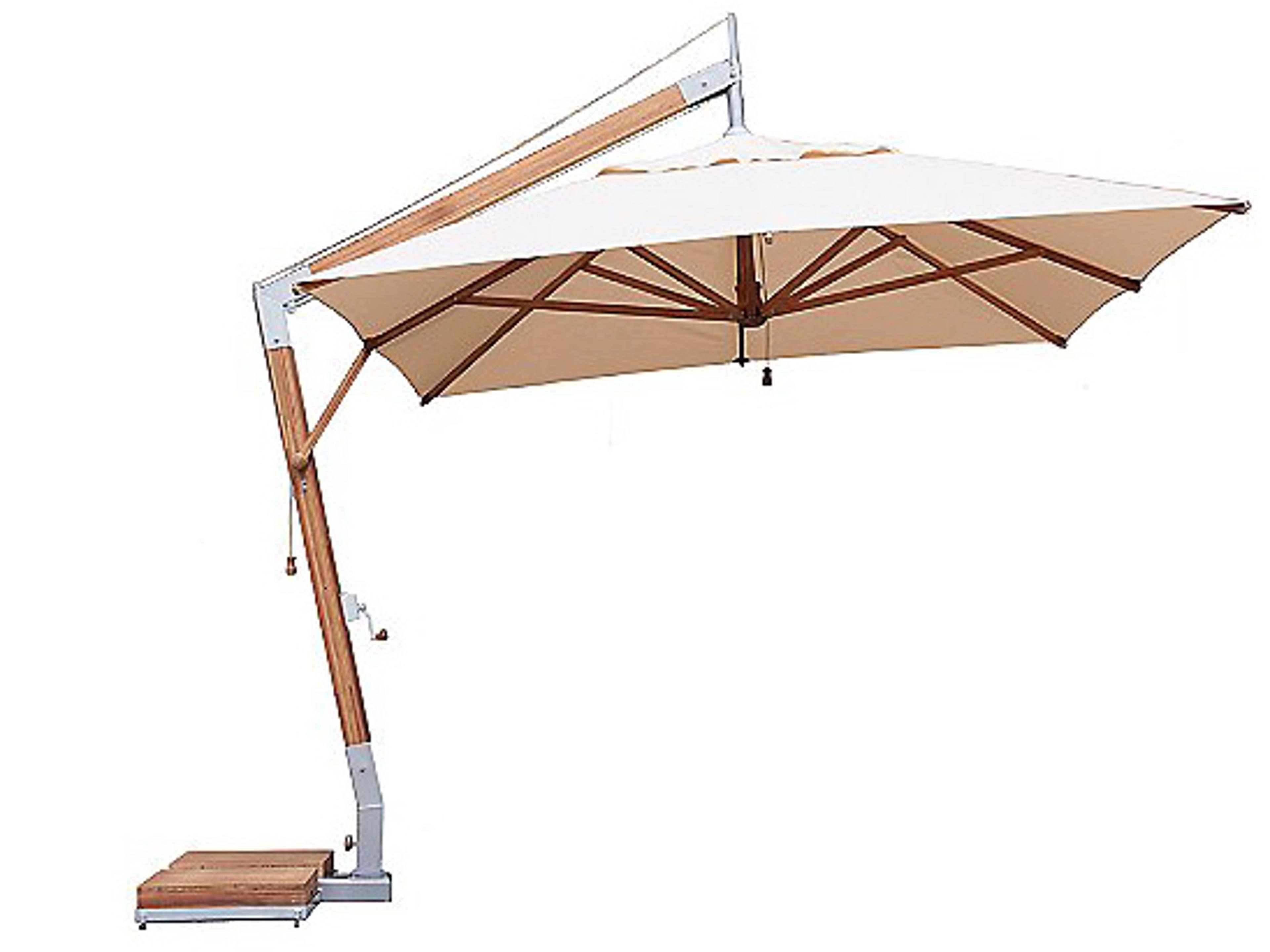 Bambrella Levante Sidewind 11 Foot Square Crank Lift Manual Tilt Patio Umbrella