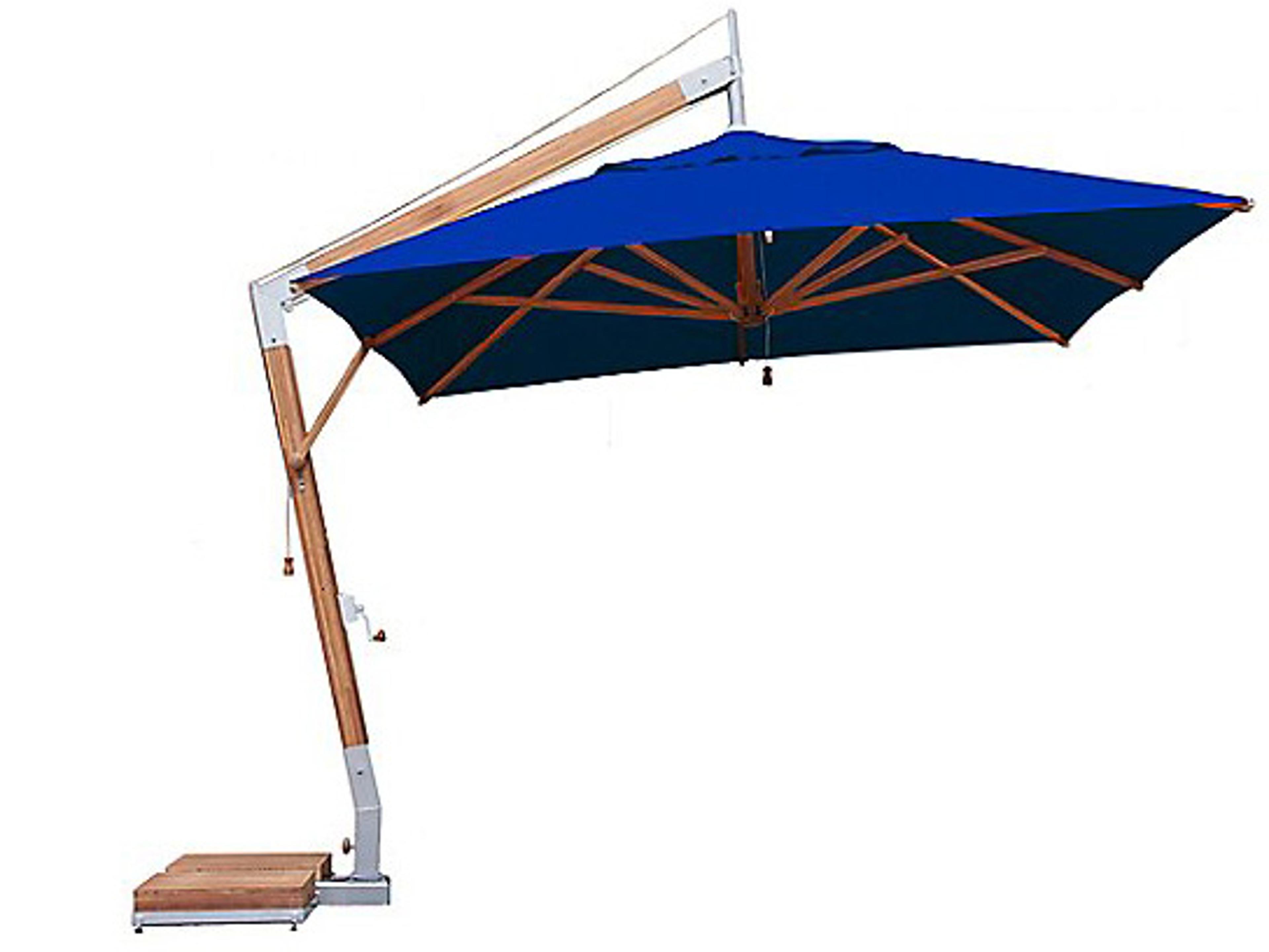Bambrella Levante Sidewind 11 Foot Square Crank Lift Manual Tilt Patio Umbrella