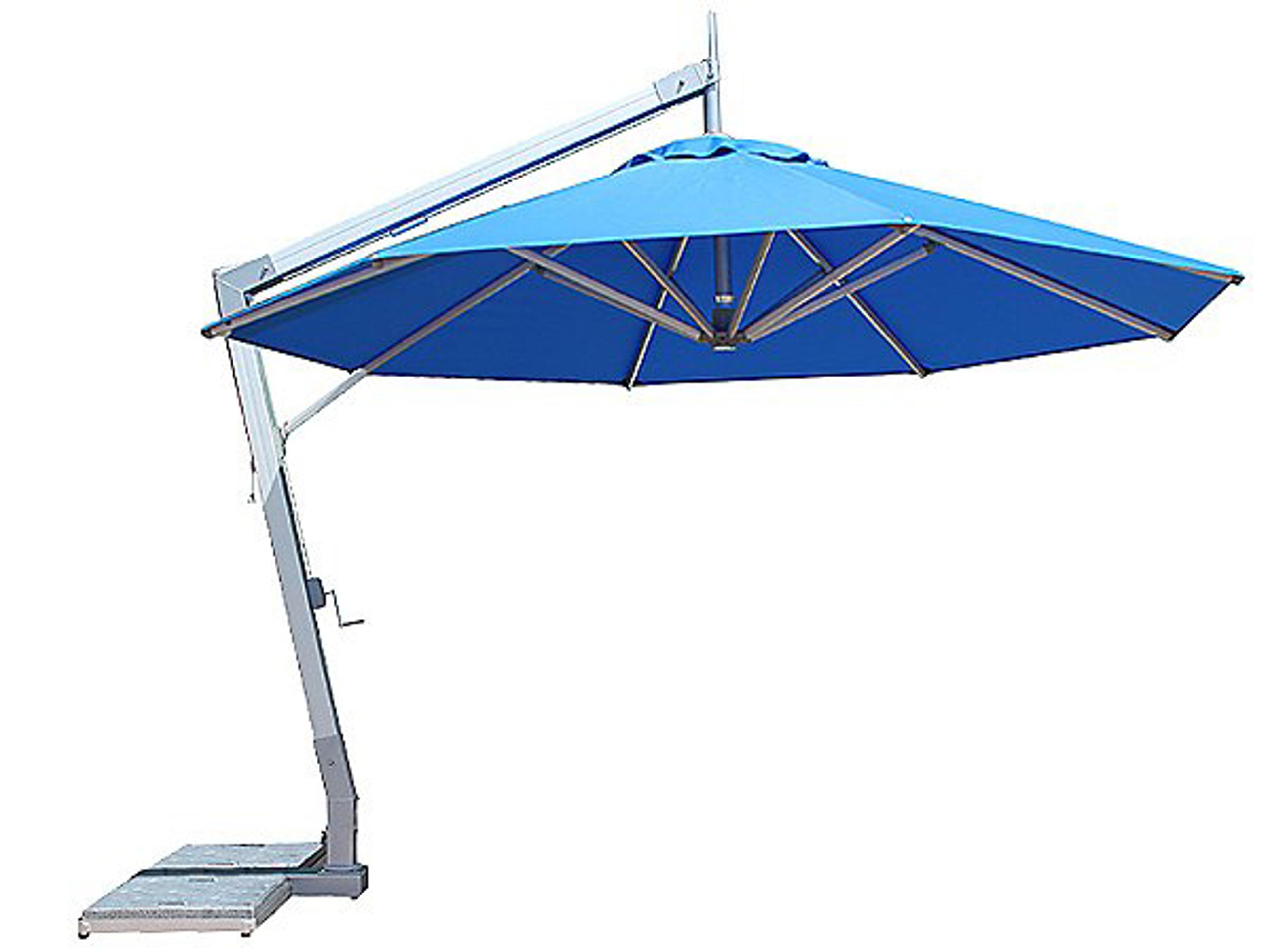 Bambrella Hurricane Side Wind 11.5’ Round Crank Lift Manual Tilt Cantilever Patio Umbrella