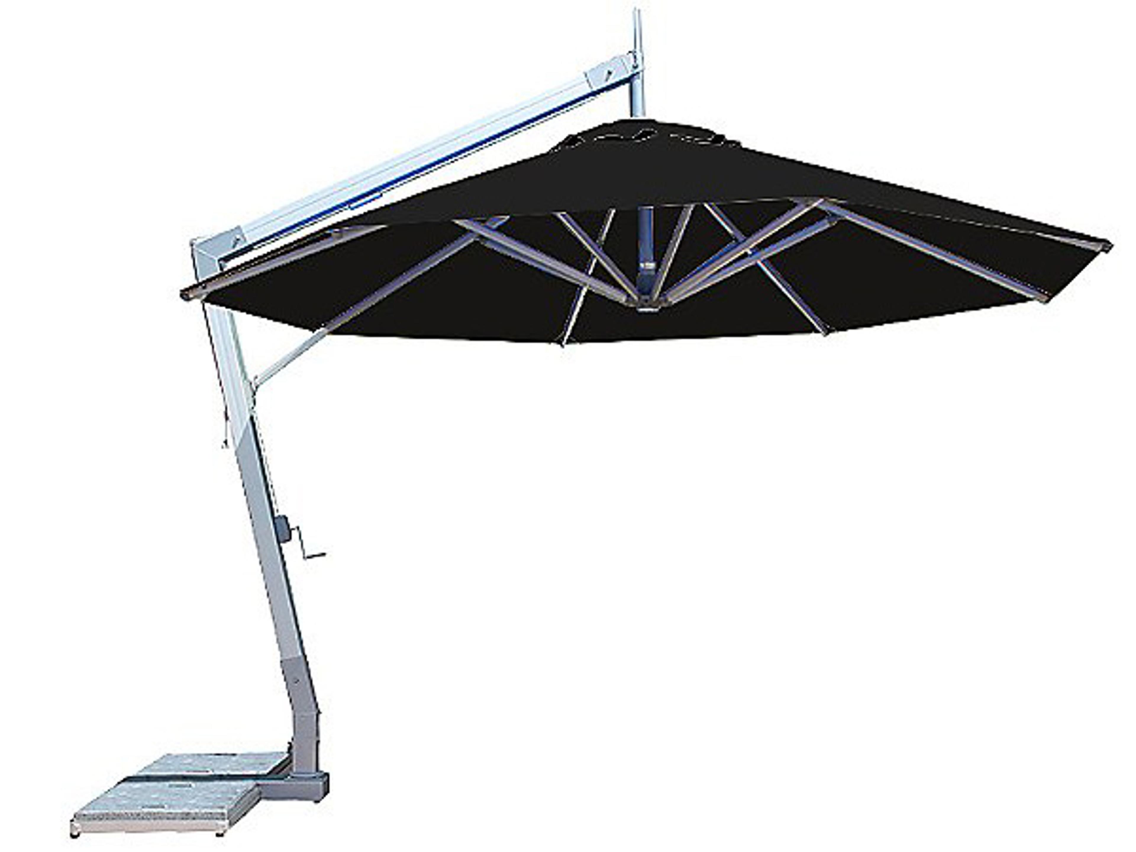 Bambrella Hurricane Side Wind 11.5’ Round Crank Lift Manual Tilt Cantilever Patio Umbrella