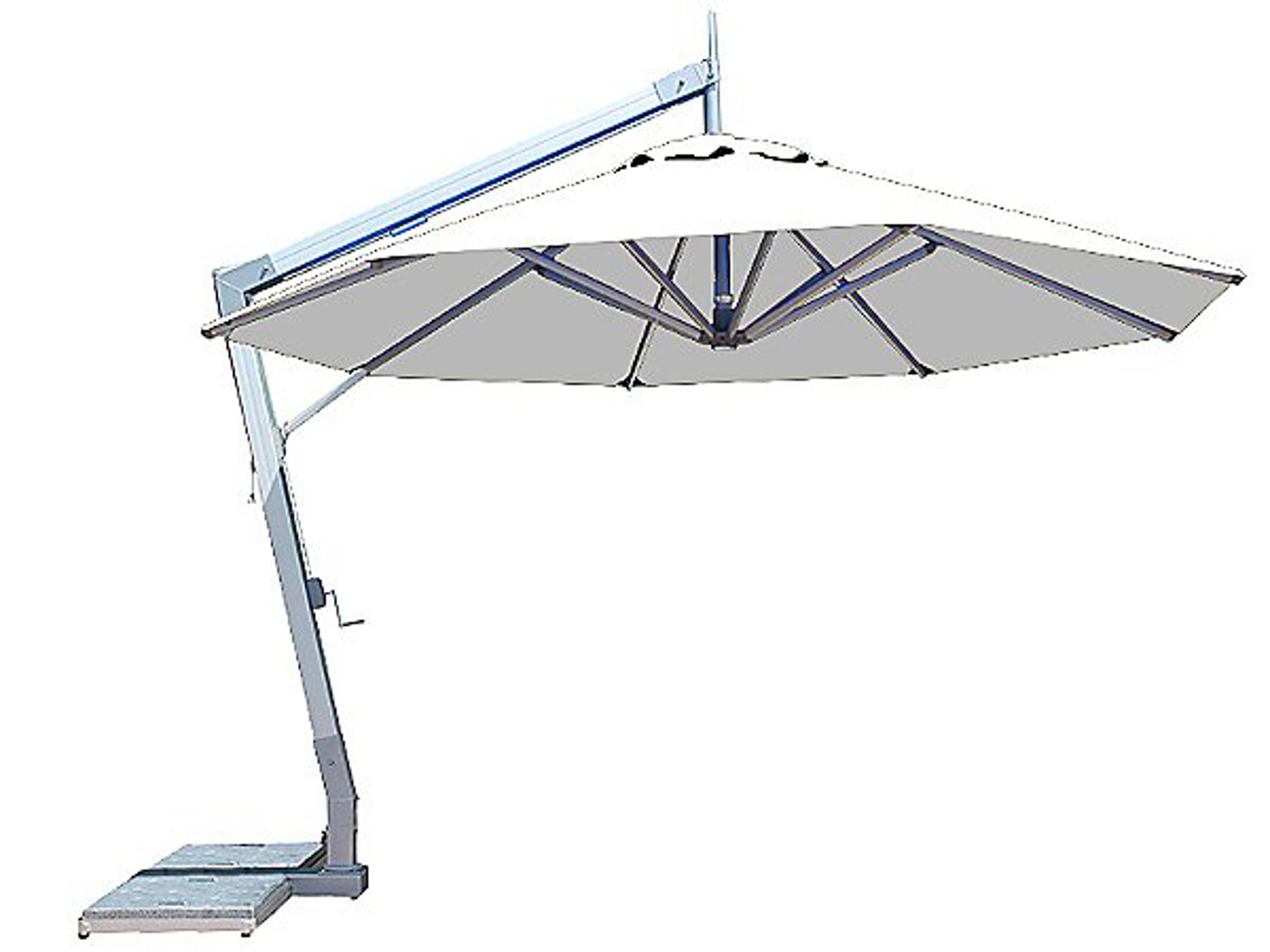 Bambrella Hurricane Side Wind 11.5’ Round Crank Lift Manual Tilt Cantilever Patio Umbrella