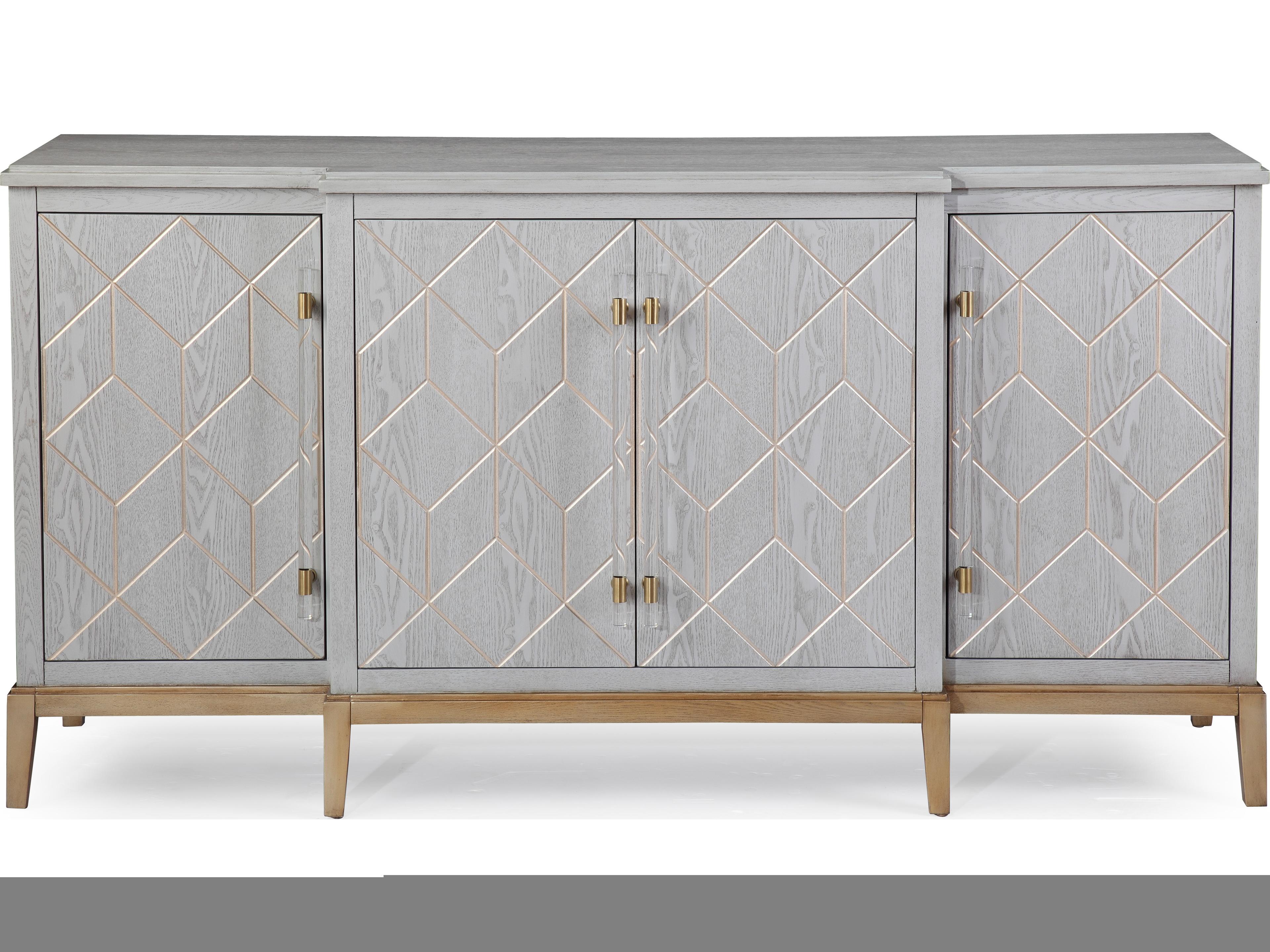 Perrine 68" Hardwood Gray Veneer Gold Sideboard