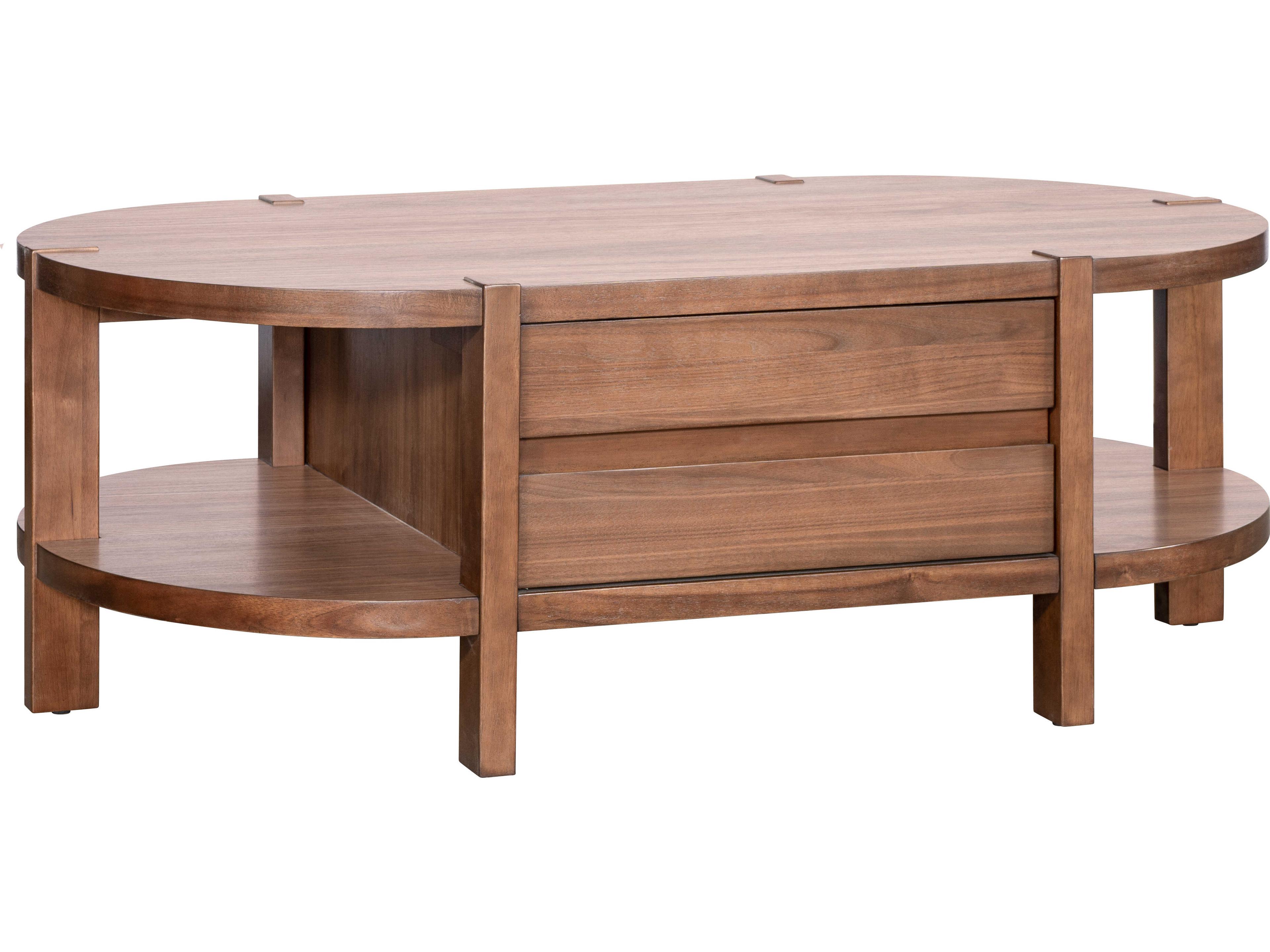 Winston Rectangle Coffee Table with Drawers in Warm Walnut