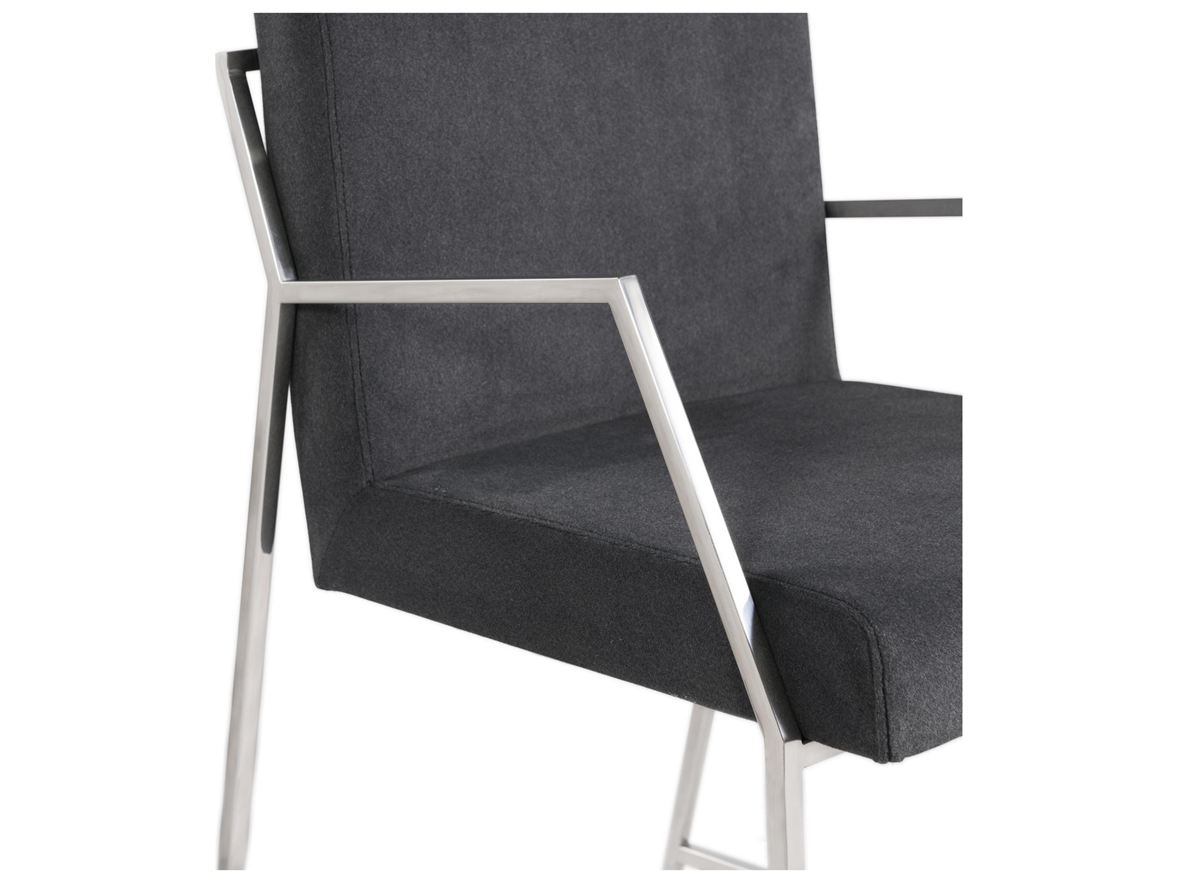 Bassett Mirror Polygon Gray Upholstered Arm Dining Chair Set of 2