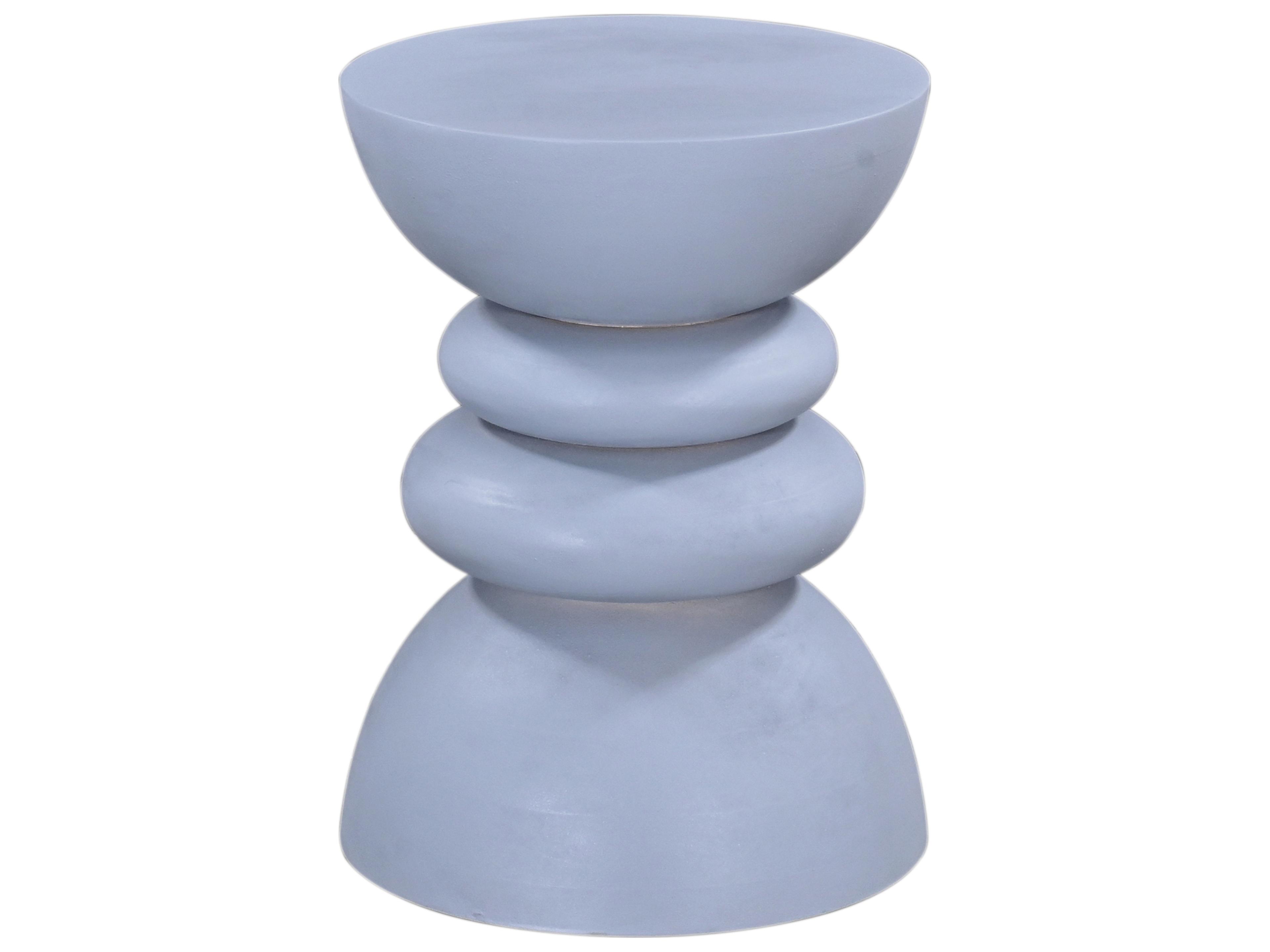 Bassett Mirror Cloud Round Concrete Blue End Table