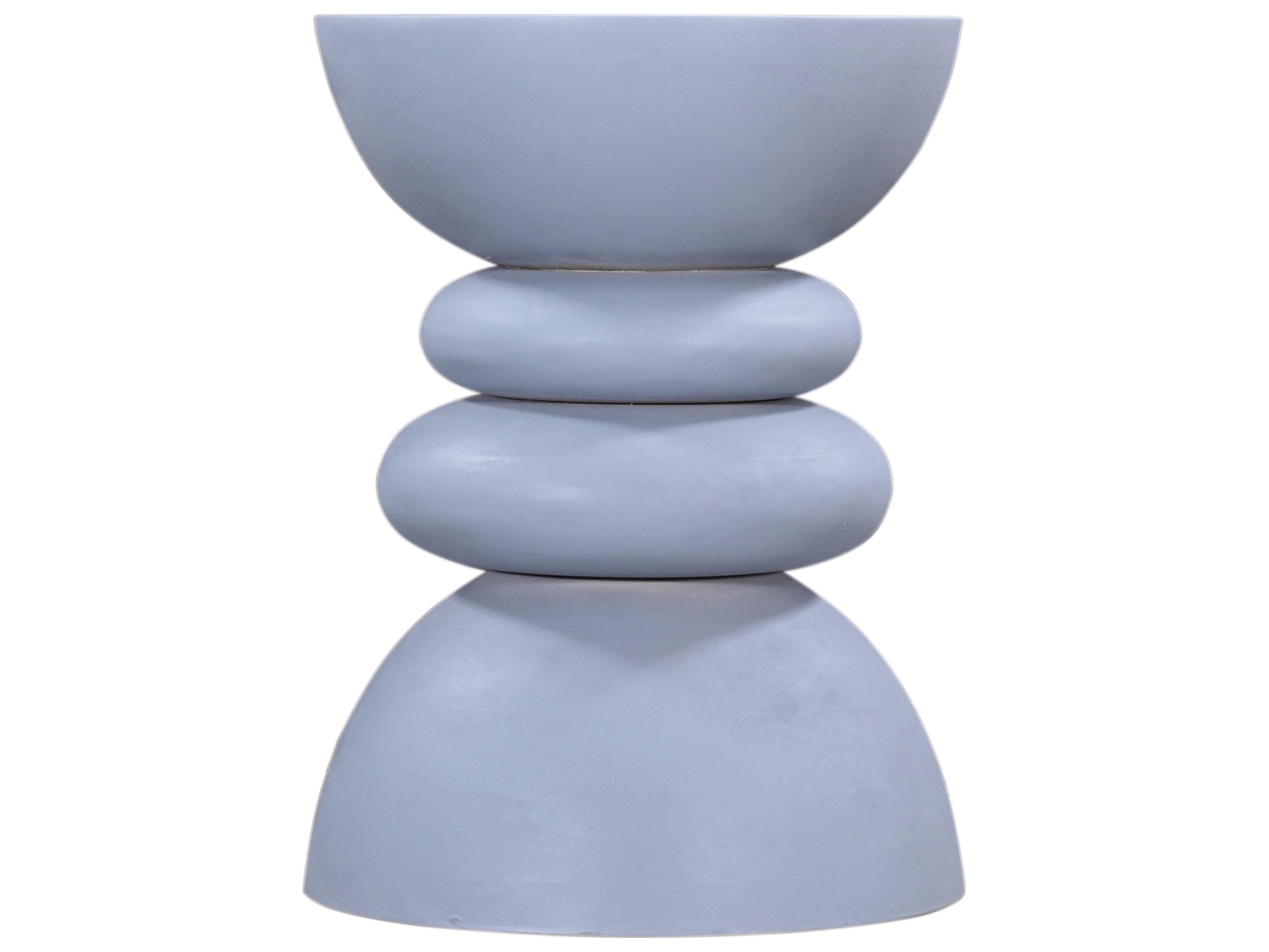 Bassett Mirror Cloud Round Concrete Blue End Table