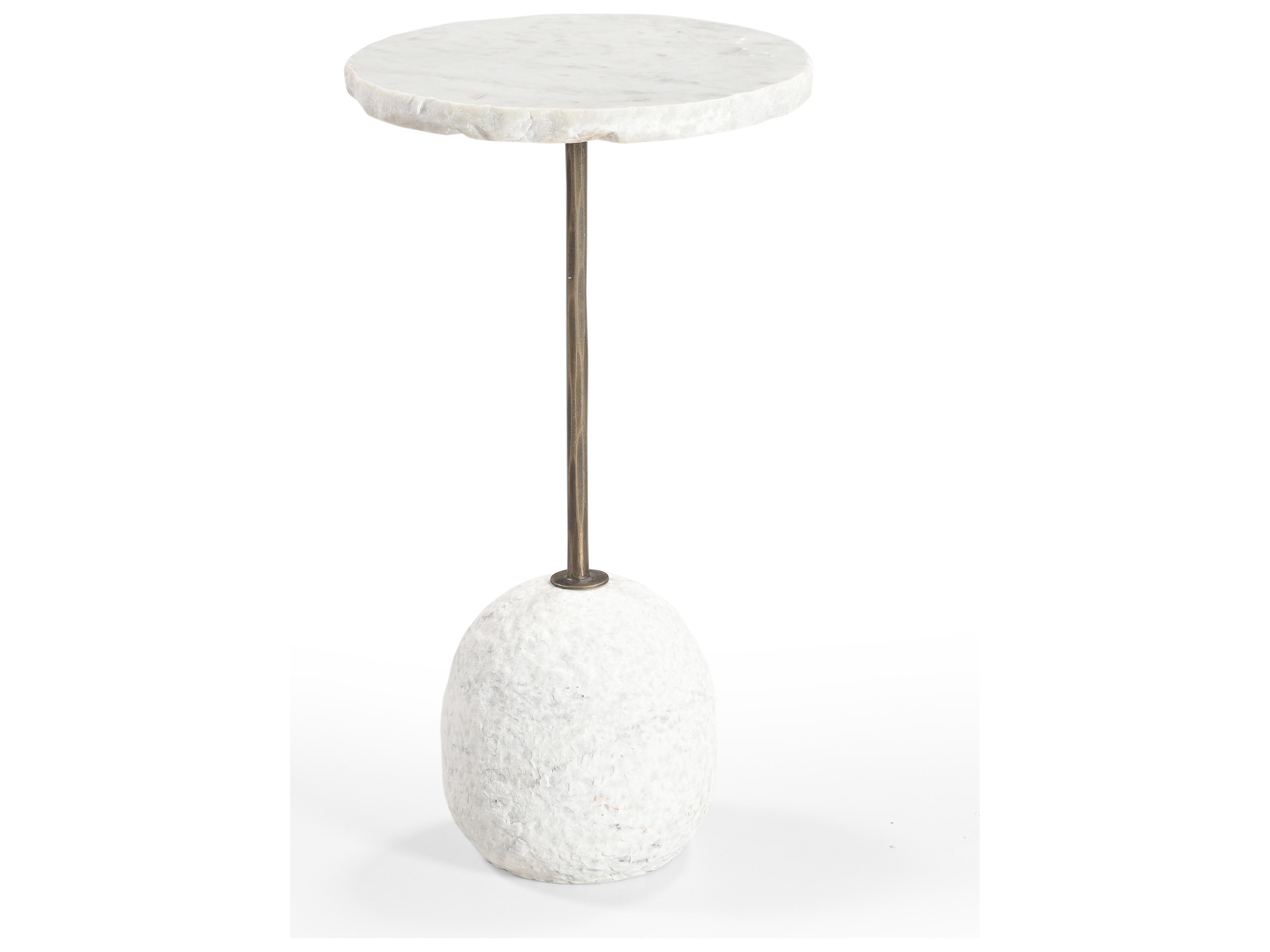 Bassett Mirror Aeirith Round Marble White End Table