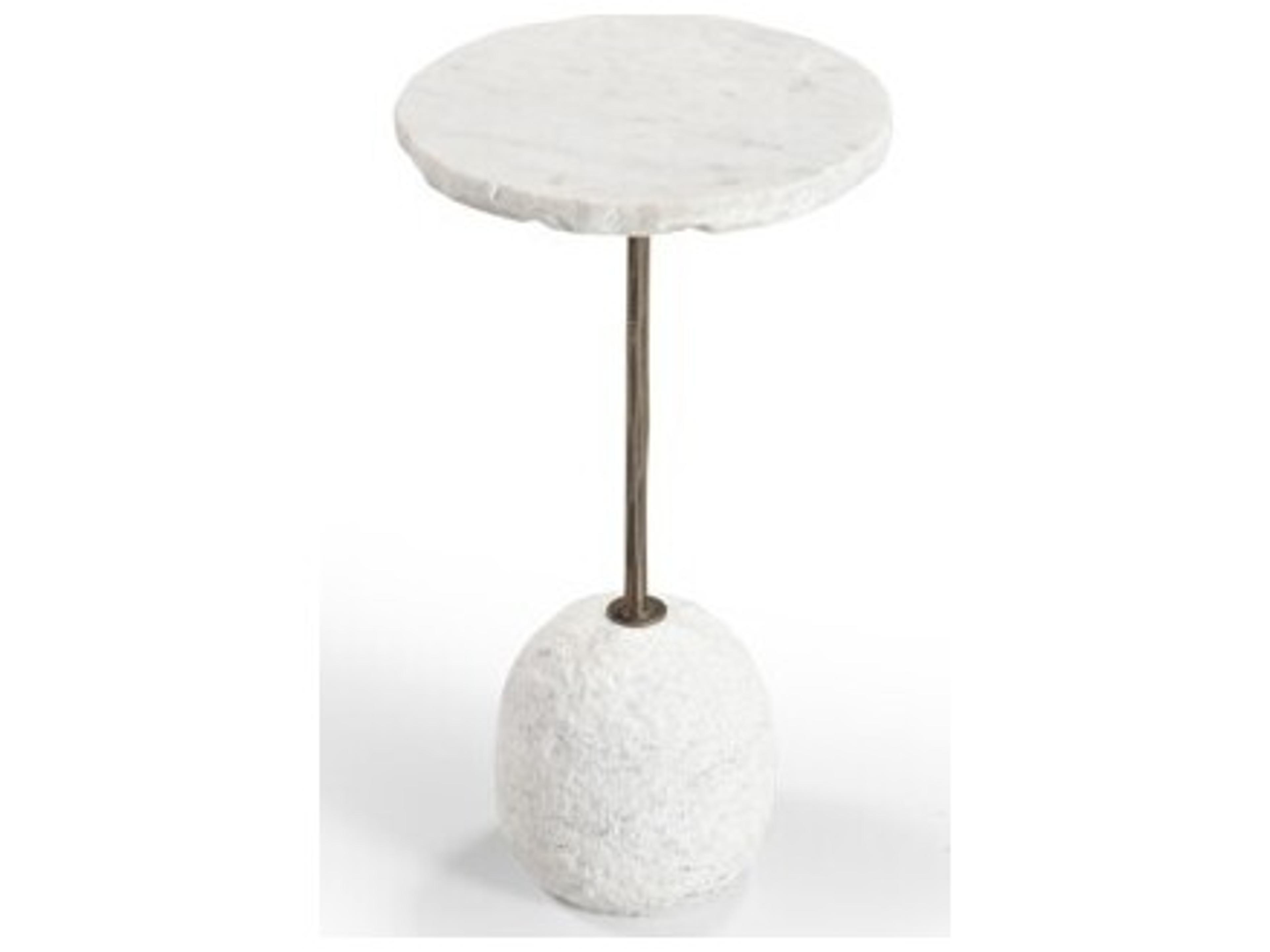 Bassett Mirror Aeirith Round Marble White End Table