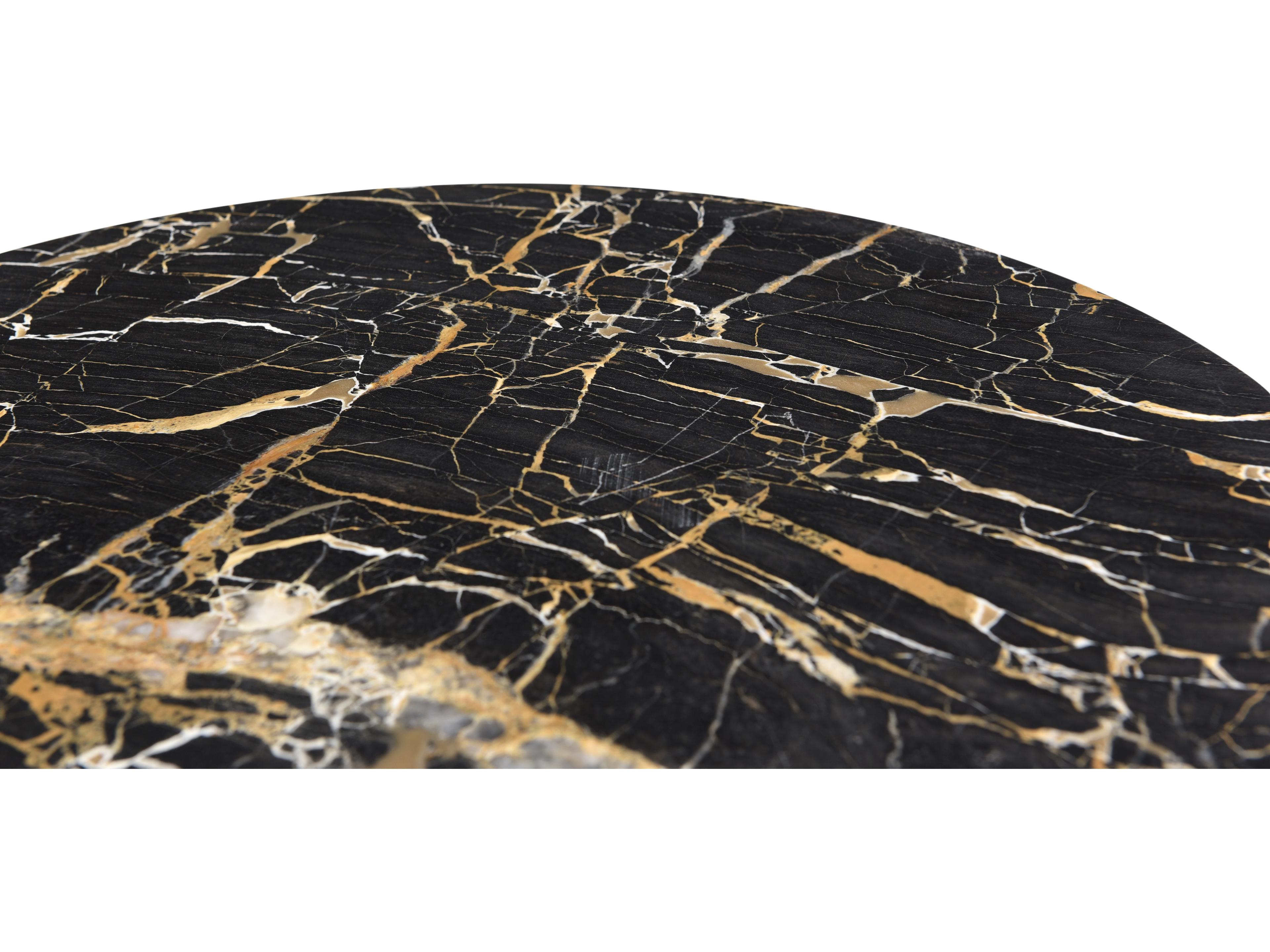 Bassett Mirror Wren Round Marble Black End Table